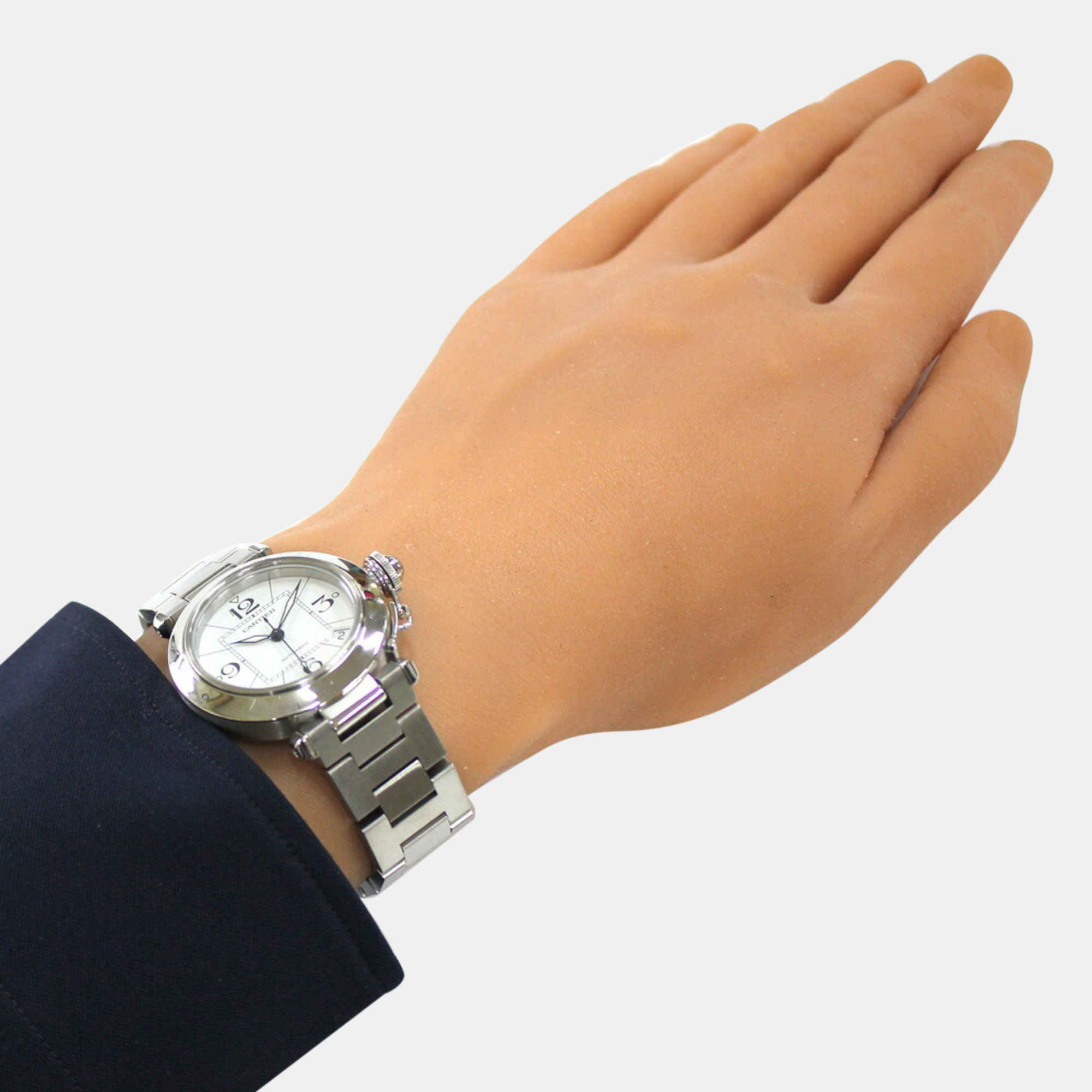 Cartier White Stainless Steel Pasha 2324 AutomaticMen's Wristwatch 36 Mm