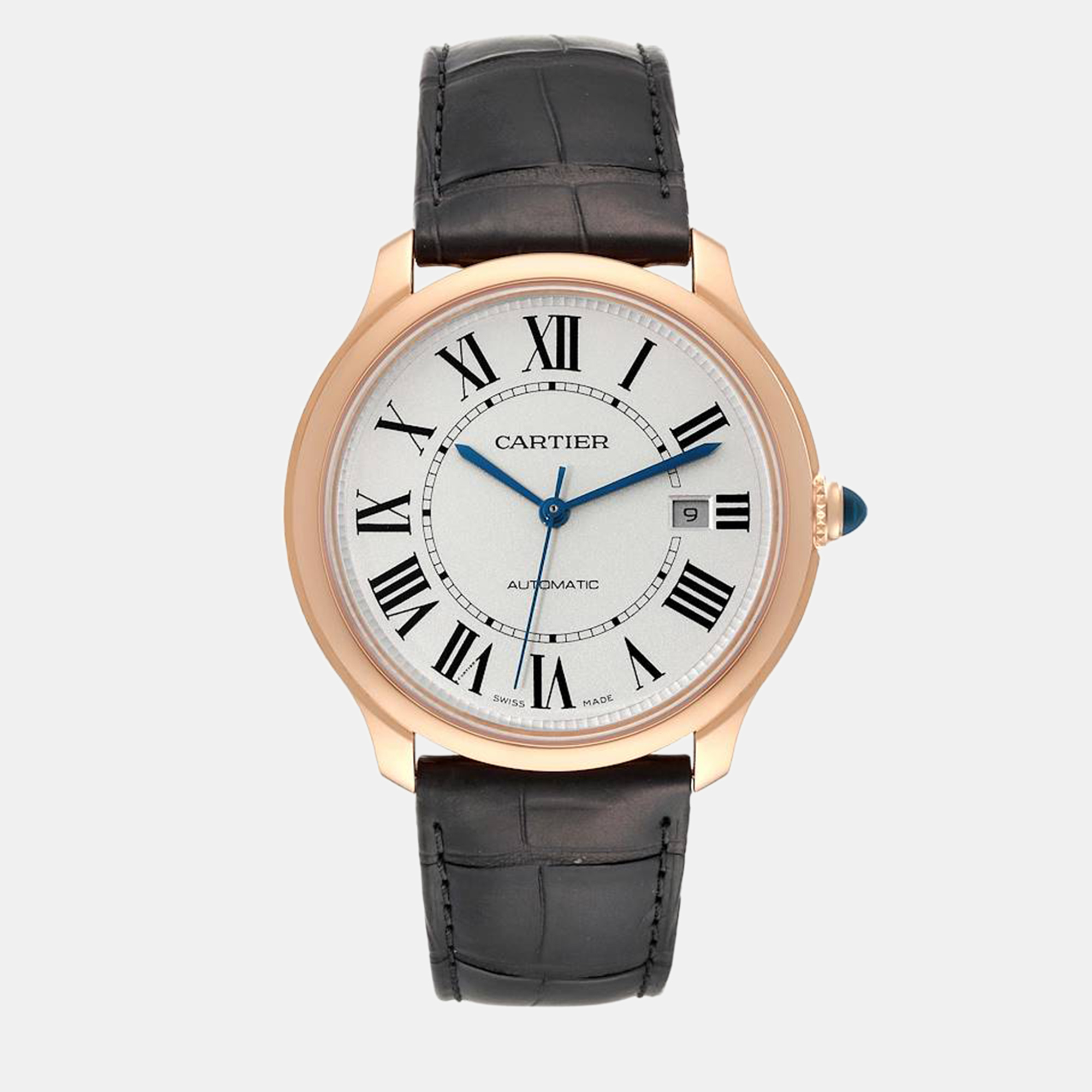Cartier Ronde Louis Rose Gold Silver Dial Automatic Men's Watch WGRN0011 40 Mm