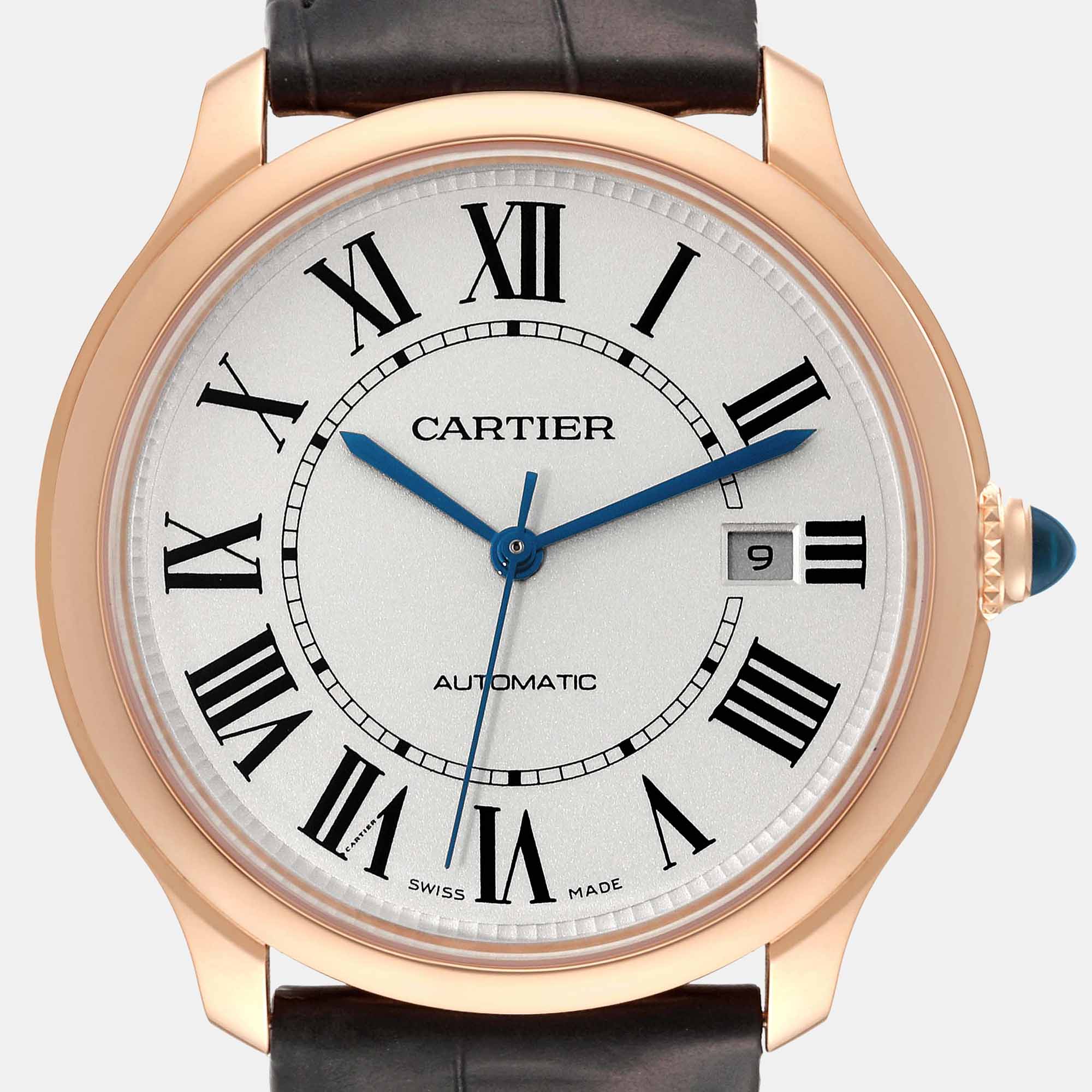 Cartier Ronde Louis Rose Gold Silver Dial Automatic Men's Watch WGRN0011 40 Mm