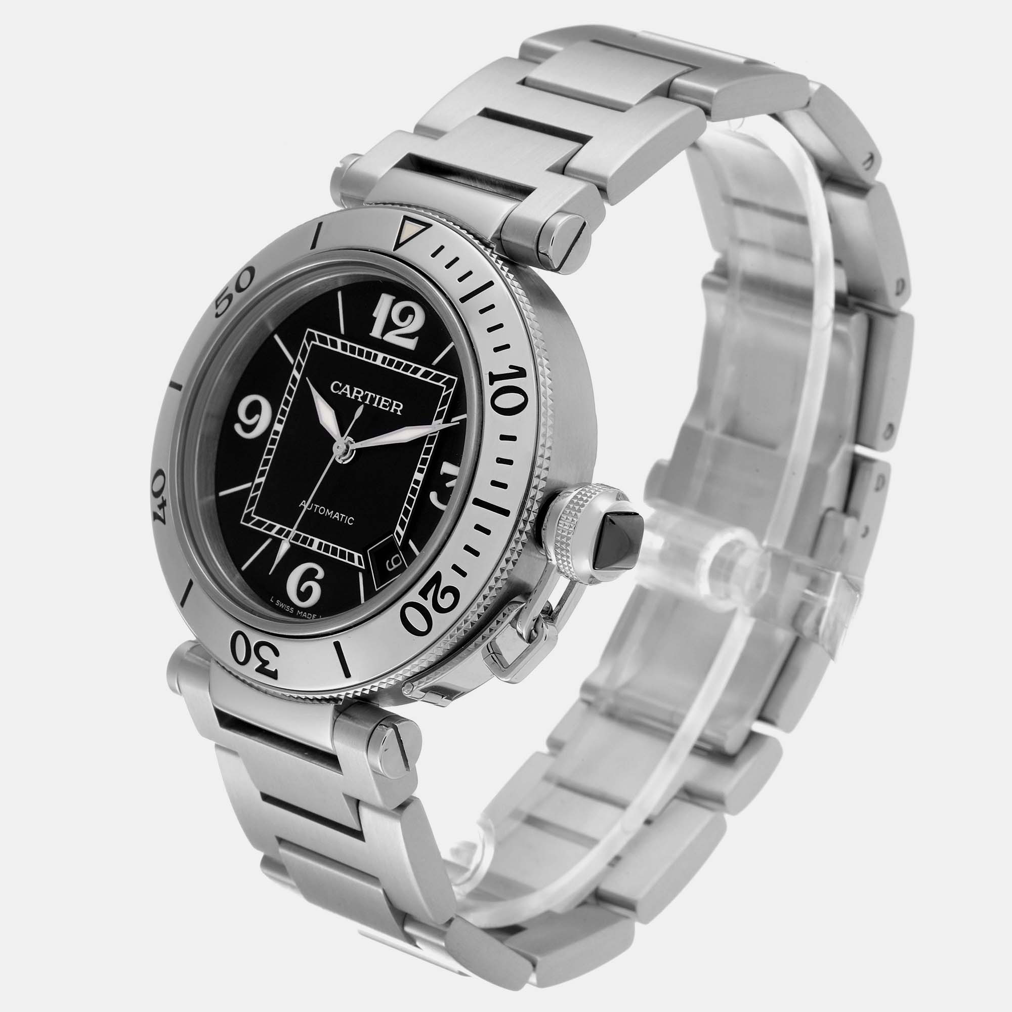 Cartier Pasha Seatimer Black Dial Automatic Steel Men's Watch W31077M7 40.5 Mm