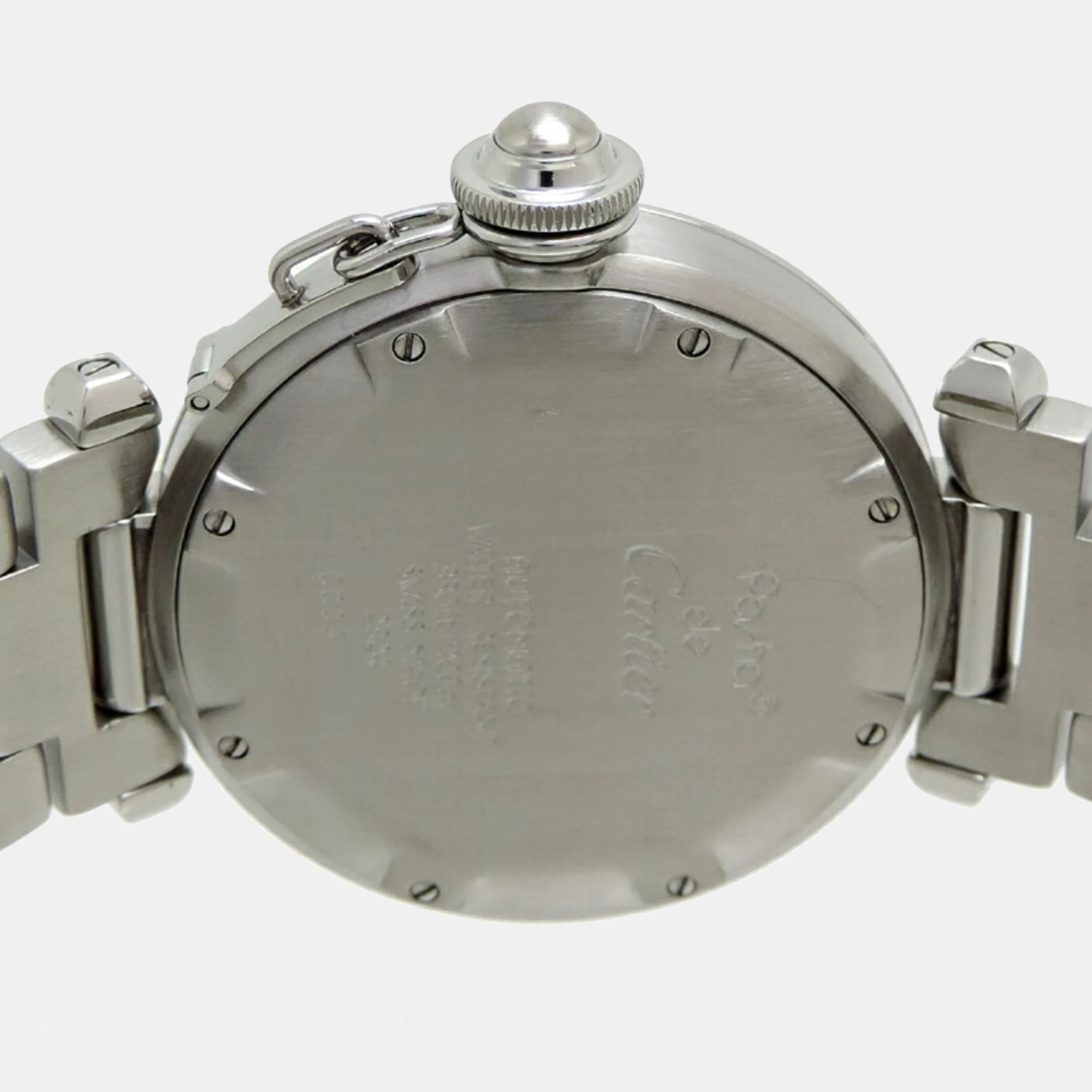 Cartier White Stainless Steel Pasha C De Cartier W31015M7 Automatic Men's Wristwatch 35 Mm