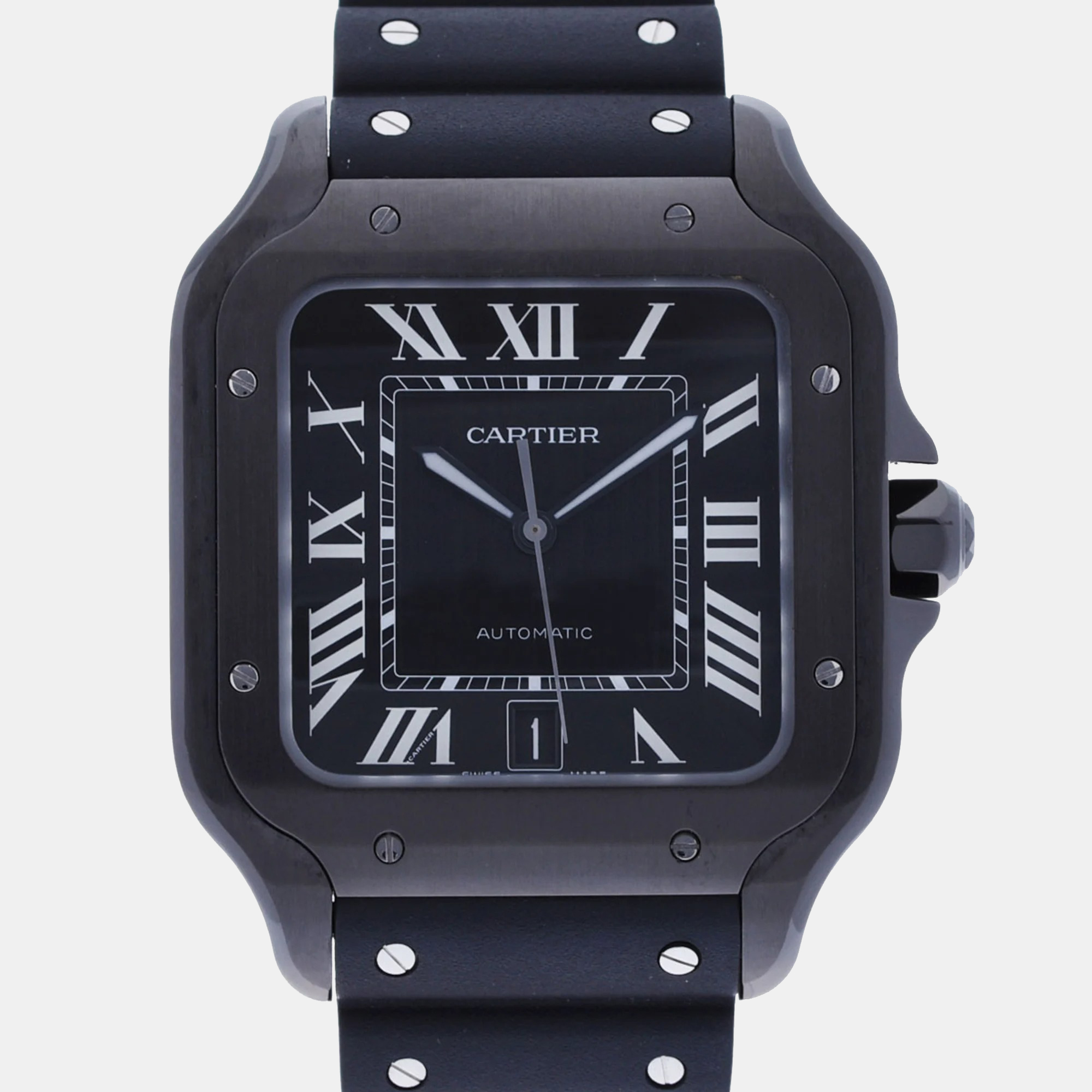 Cartier Black Stainless Steel Santos WSSA0039 Automatic Men's Wristwatch 40 Mm
