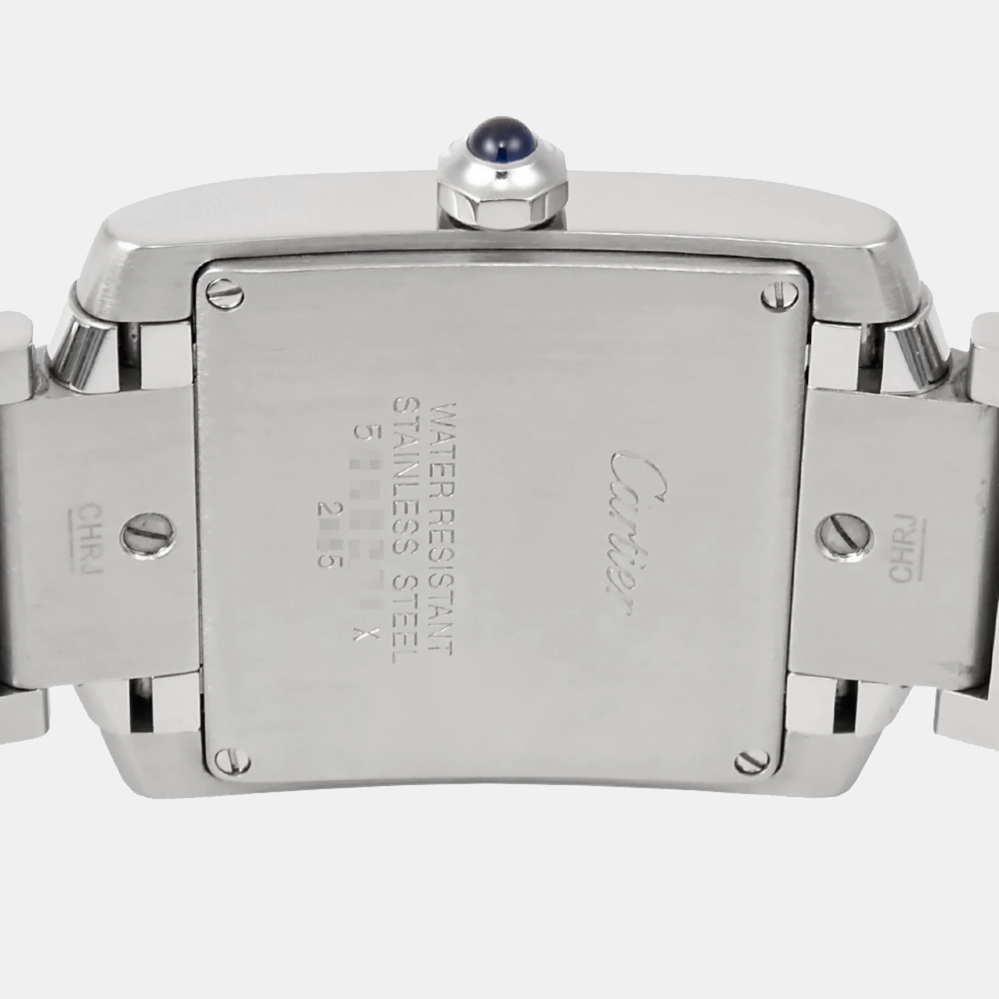 Cartier White Stainless Steel Tank Francaise W51011Q3 Quartz Men's Wristwatch 31 Mm