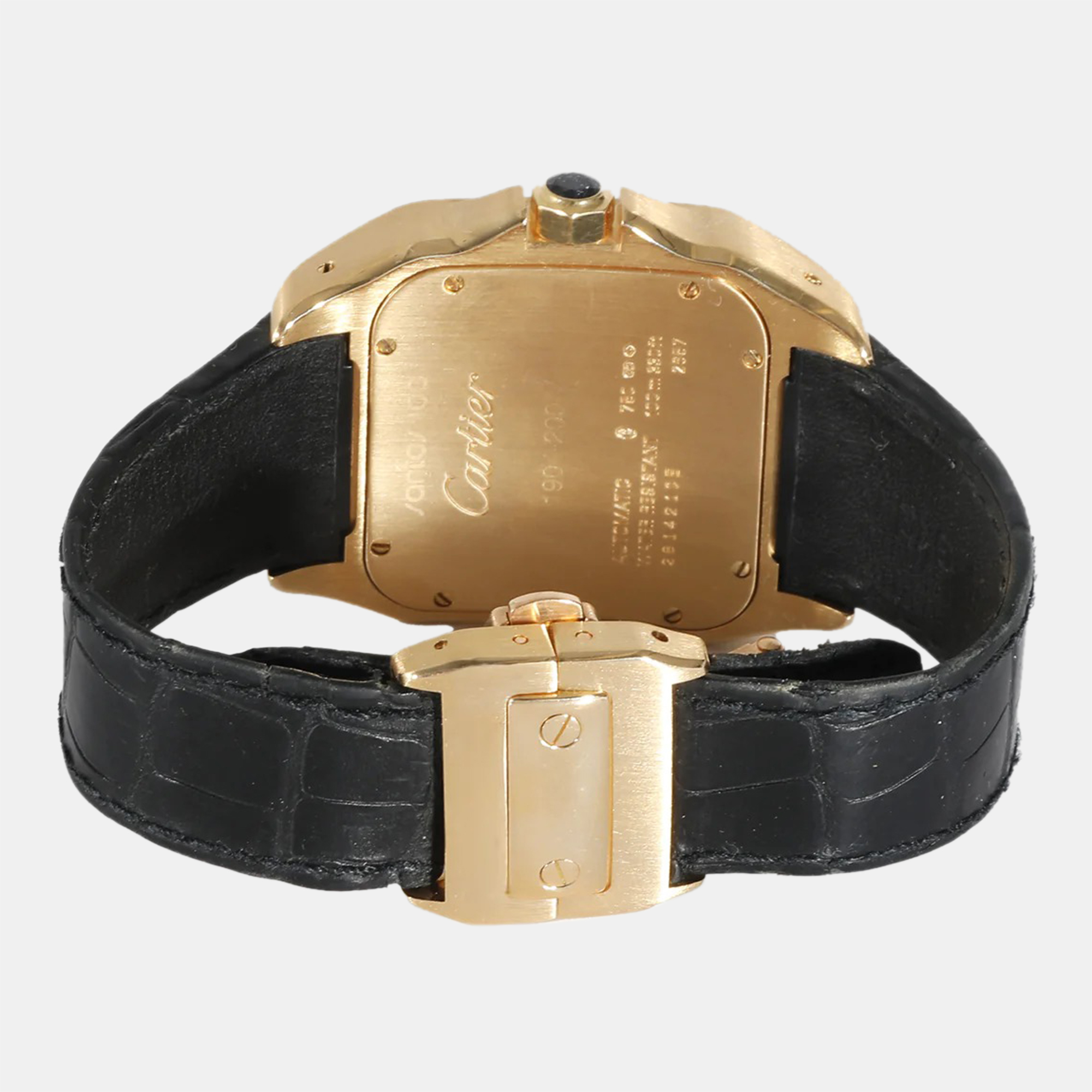 Cartier Silver 18k Yellow Gold Santos W20071Y1 Automatic Men's Wristwatch 38 Mm
