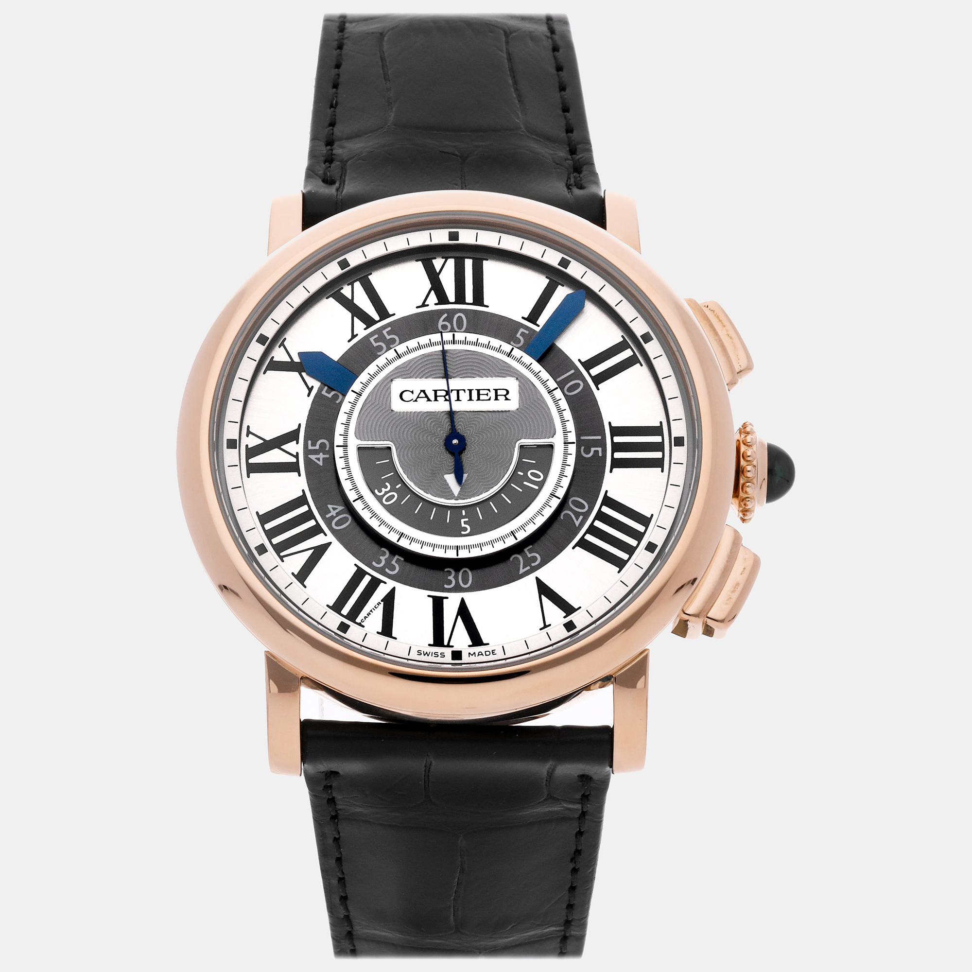 Cartier silver 18k rose gold rotonde de cartier w1555951 automatic men's wristwatch 42 mm