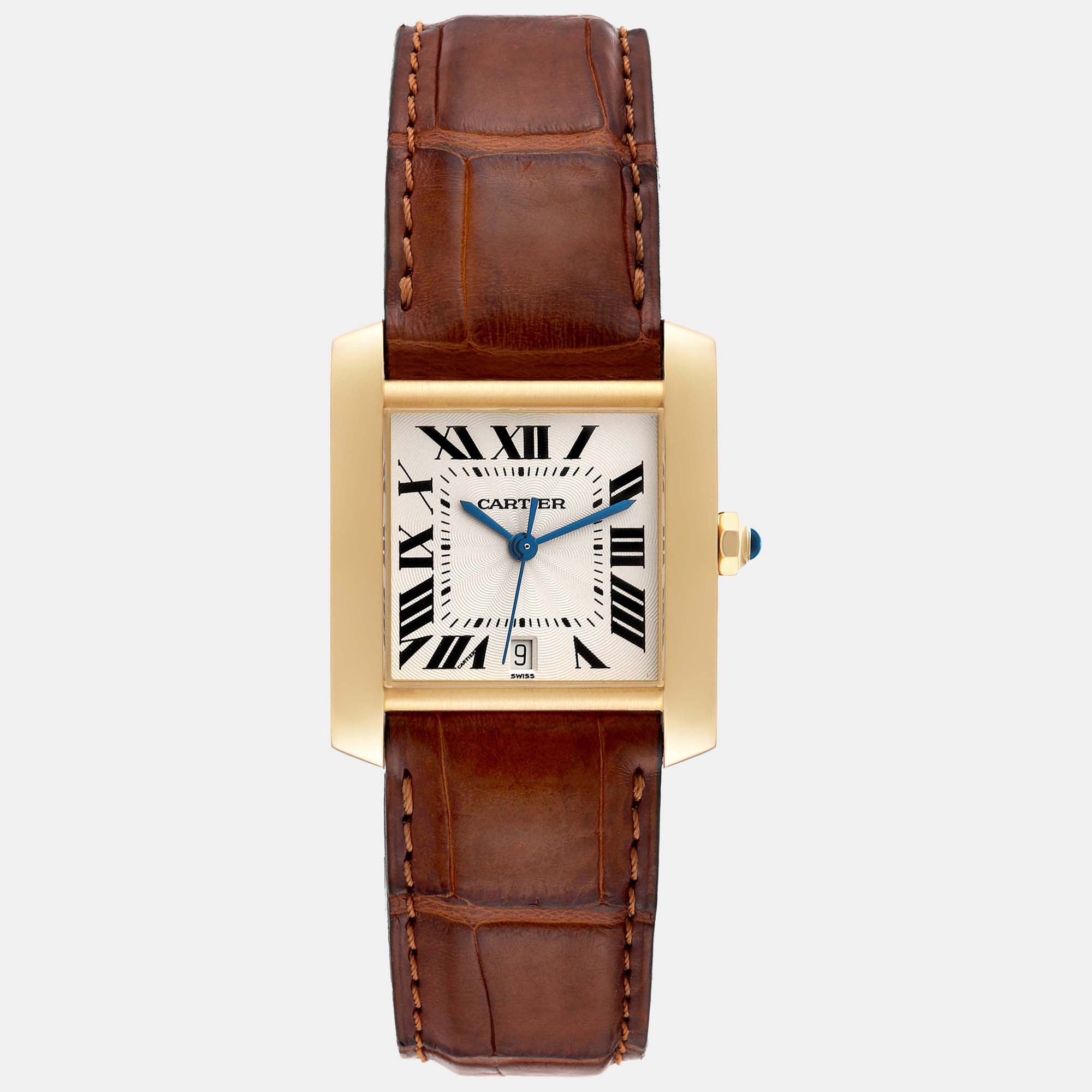 Cartier tank francaise large yellow gold automatic men's watch 28 mm