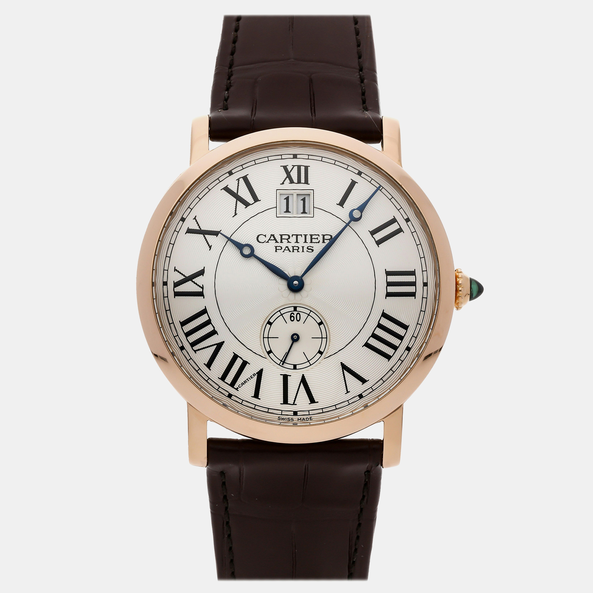 Cartier silver 18k rose gold rotonde de cartier manual winding men's wristwatch 42 mm