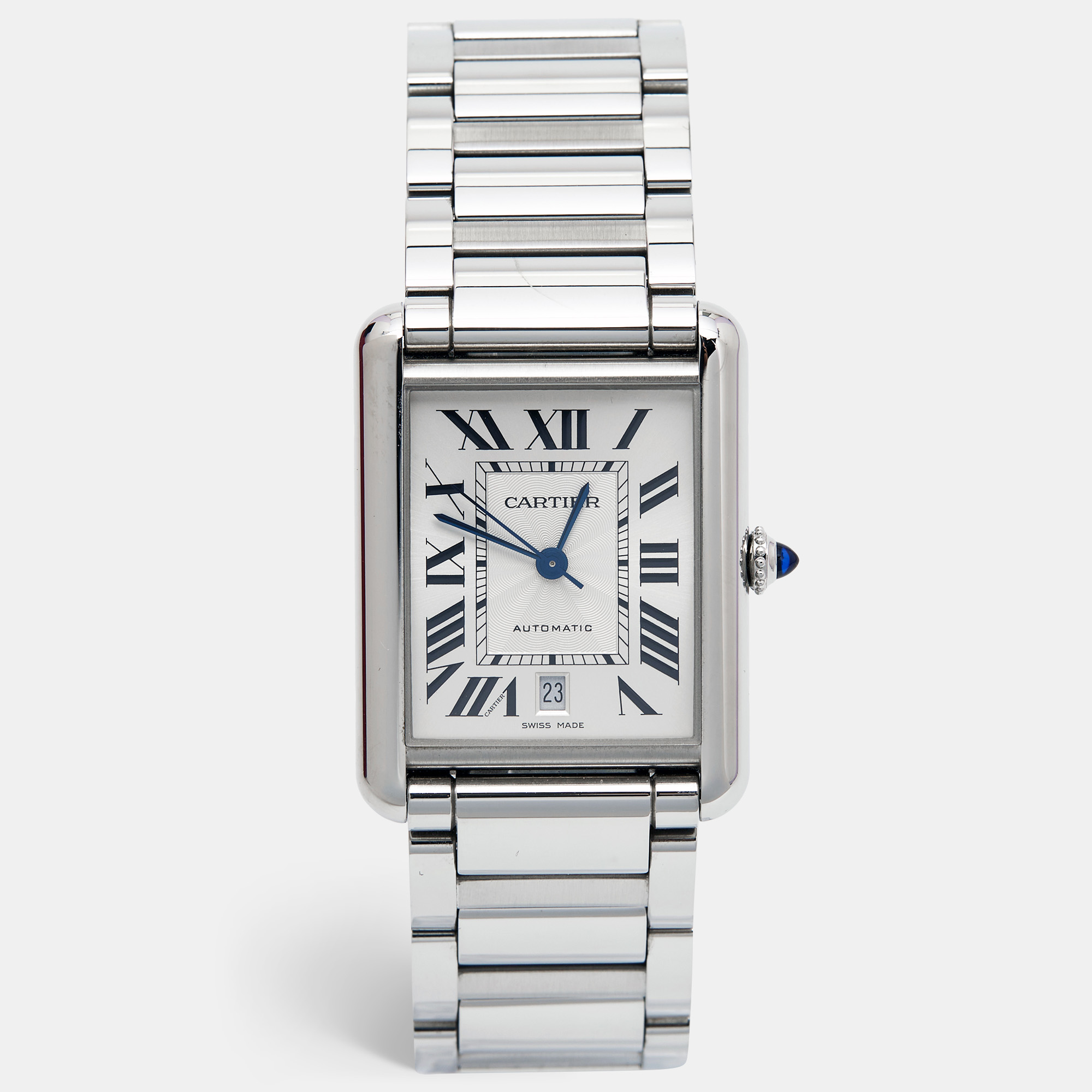 Cartier silver stainless steel tank must wsta0053 men's wristwatch 31 mm