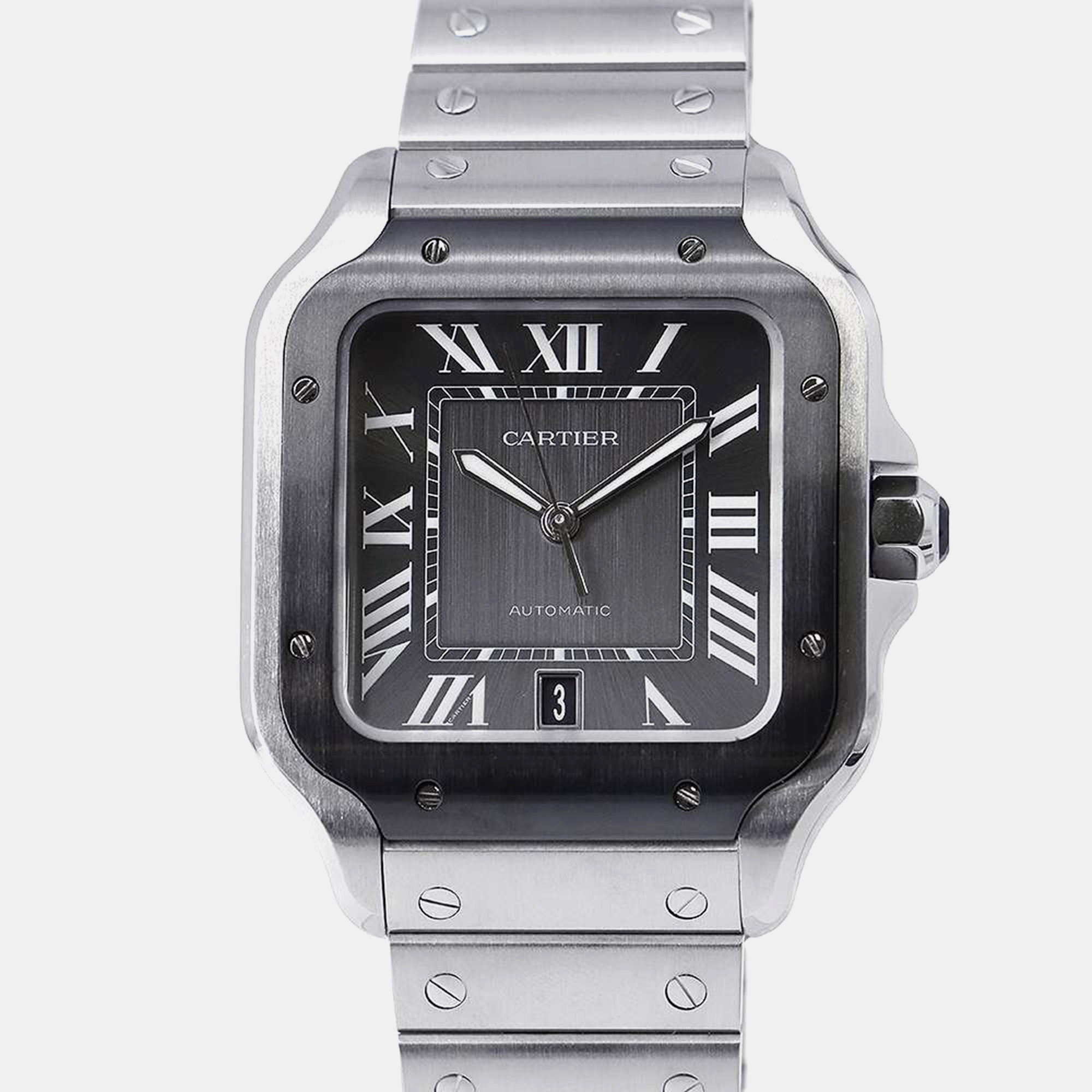 Cartier black stainless steel santos wssa0037 automatic men's wristwatch 40 mm