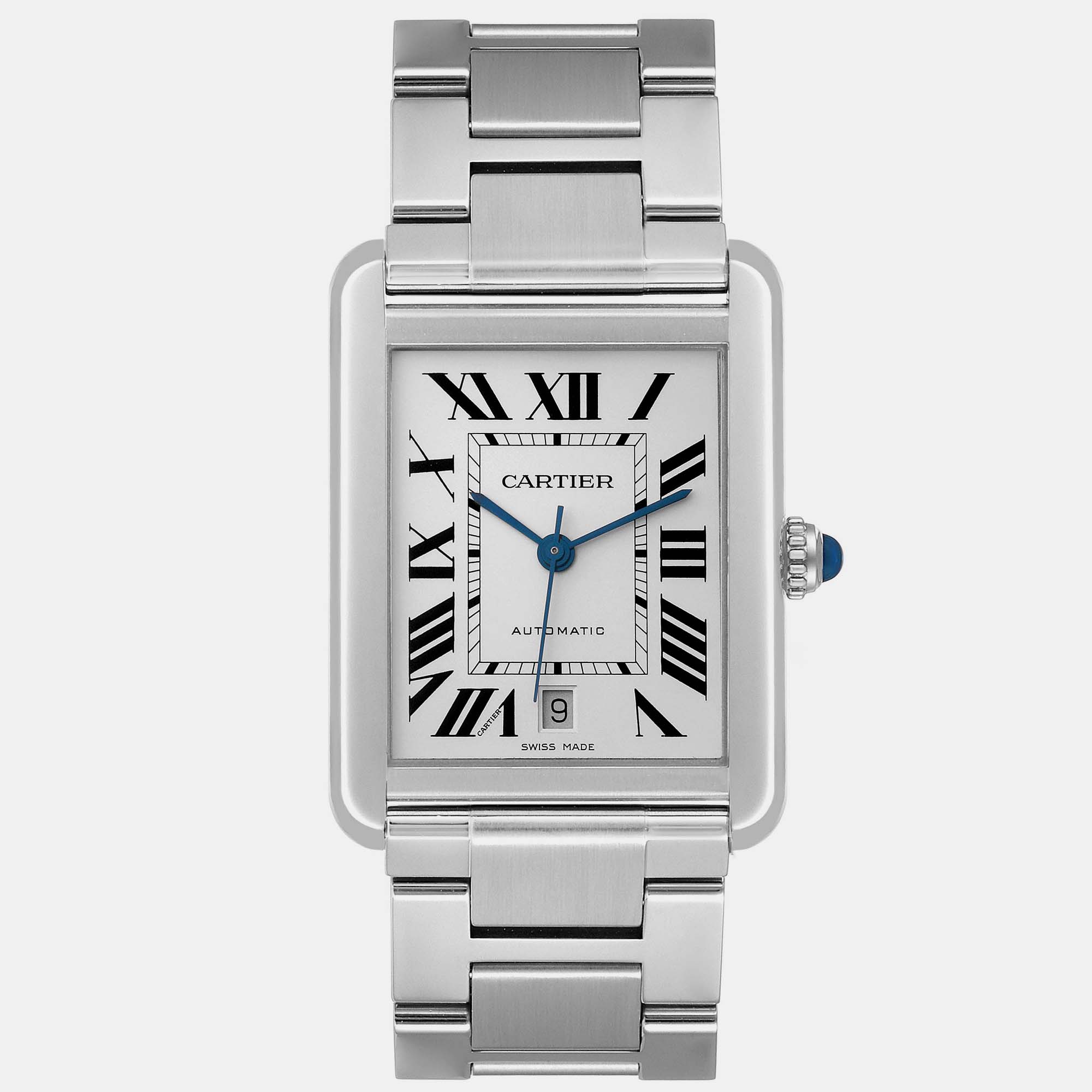 Cartier tank solo xl silver dial automatic steel men's watch 31 mm