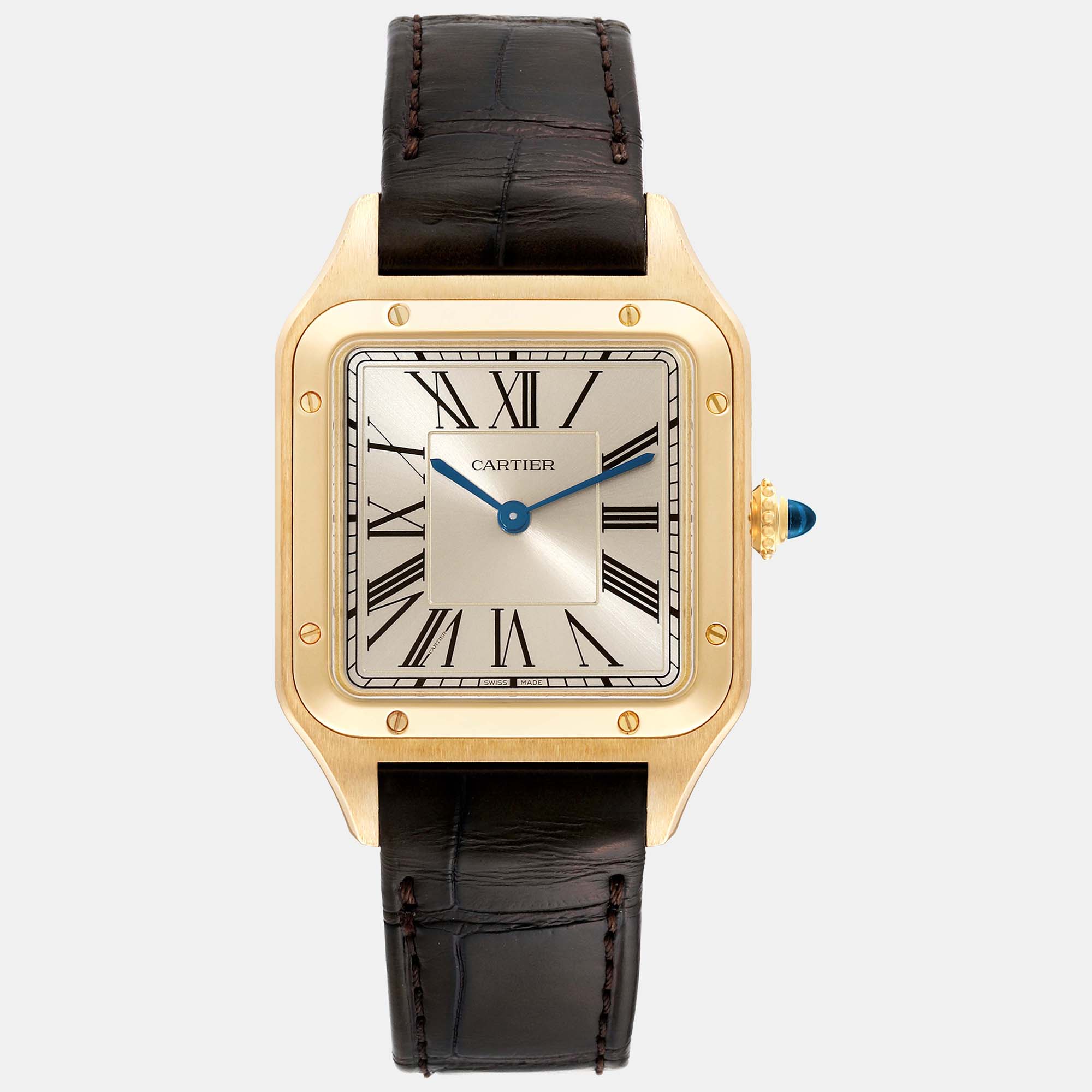 Cartier santos dumont large le 18k yellow gold silver dial mens watch wgsa0027 43.5 mm x 31.4 mm