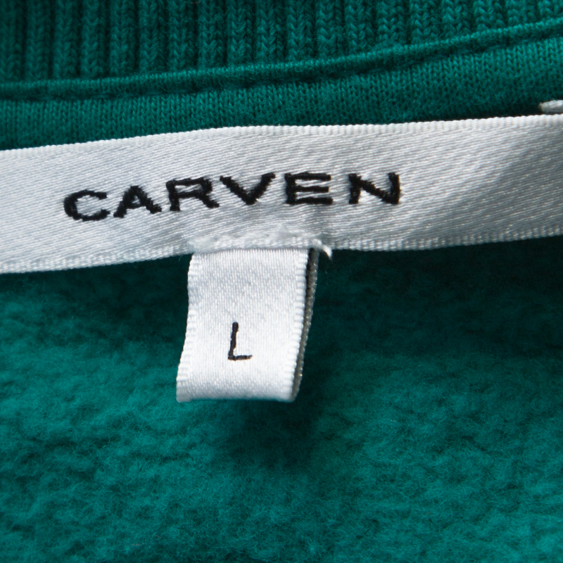 Carven Teal Green Cotton Cutout Detail Sweatshirt L