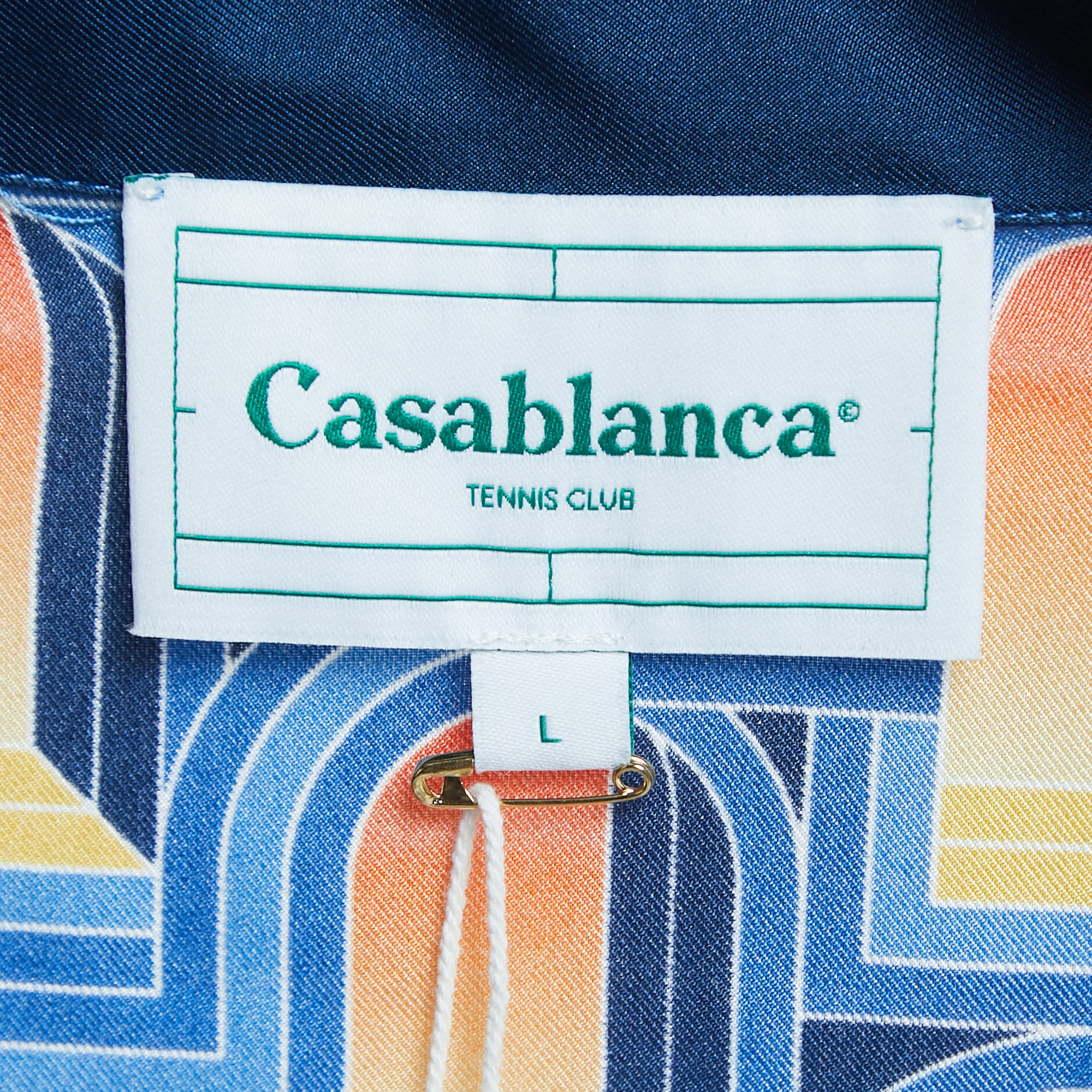 Casablanca Blue L'arche De Nuit Silk Cuban Collar Shirt L