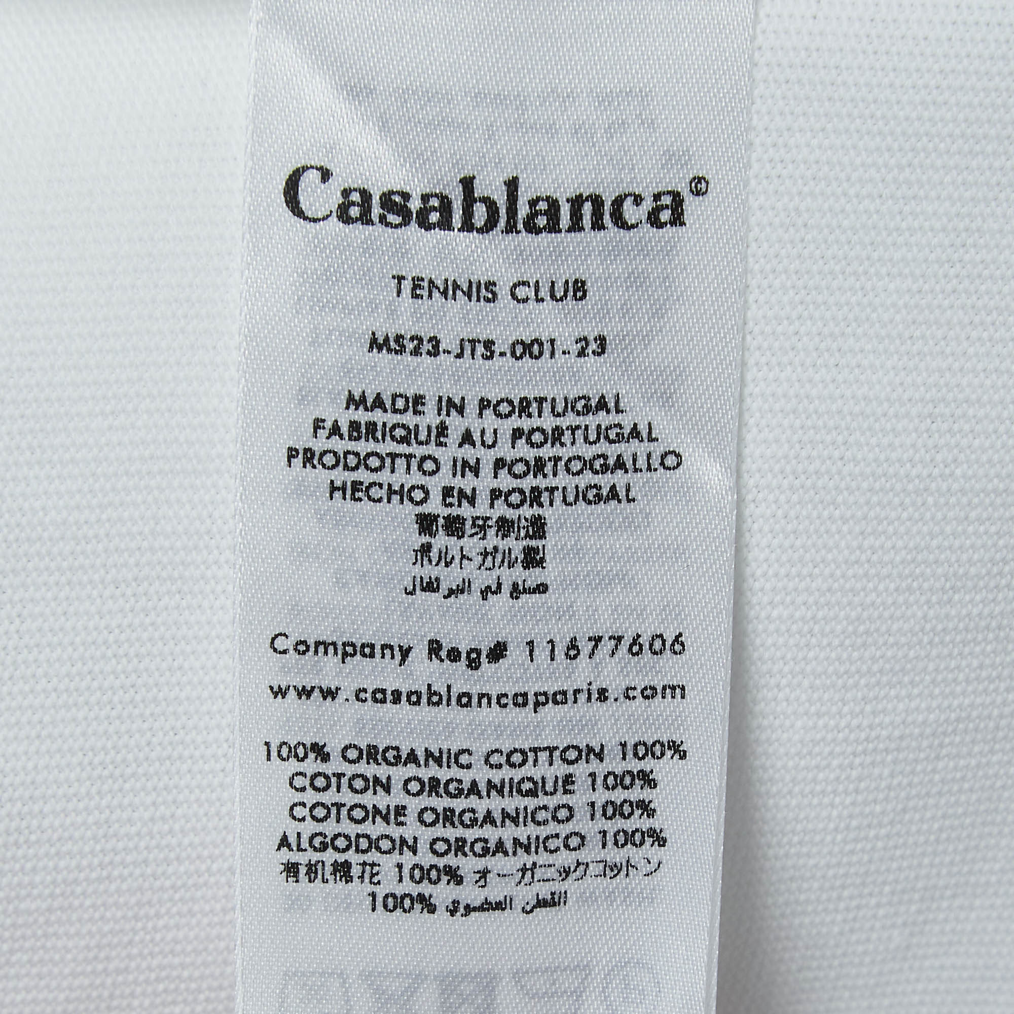 Casablanca White Floral Logo Print Cotton T-Shirt L