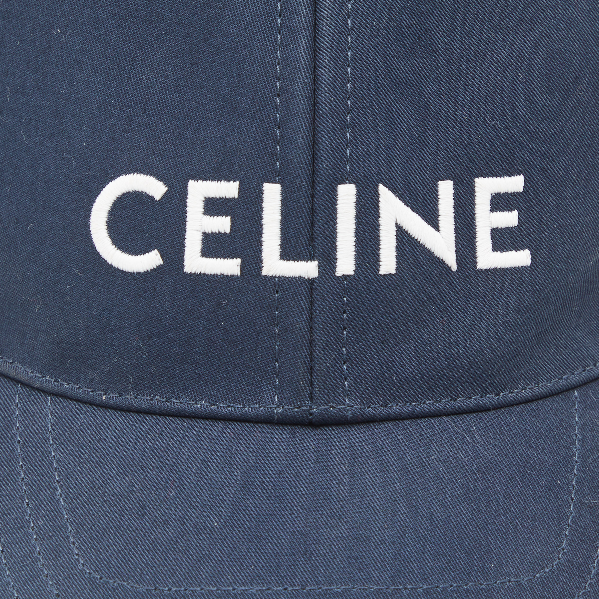 Celine Navy Blue Logo Embroidered Baseball Cap M