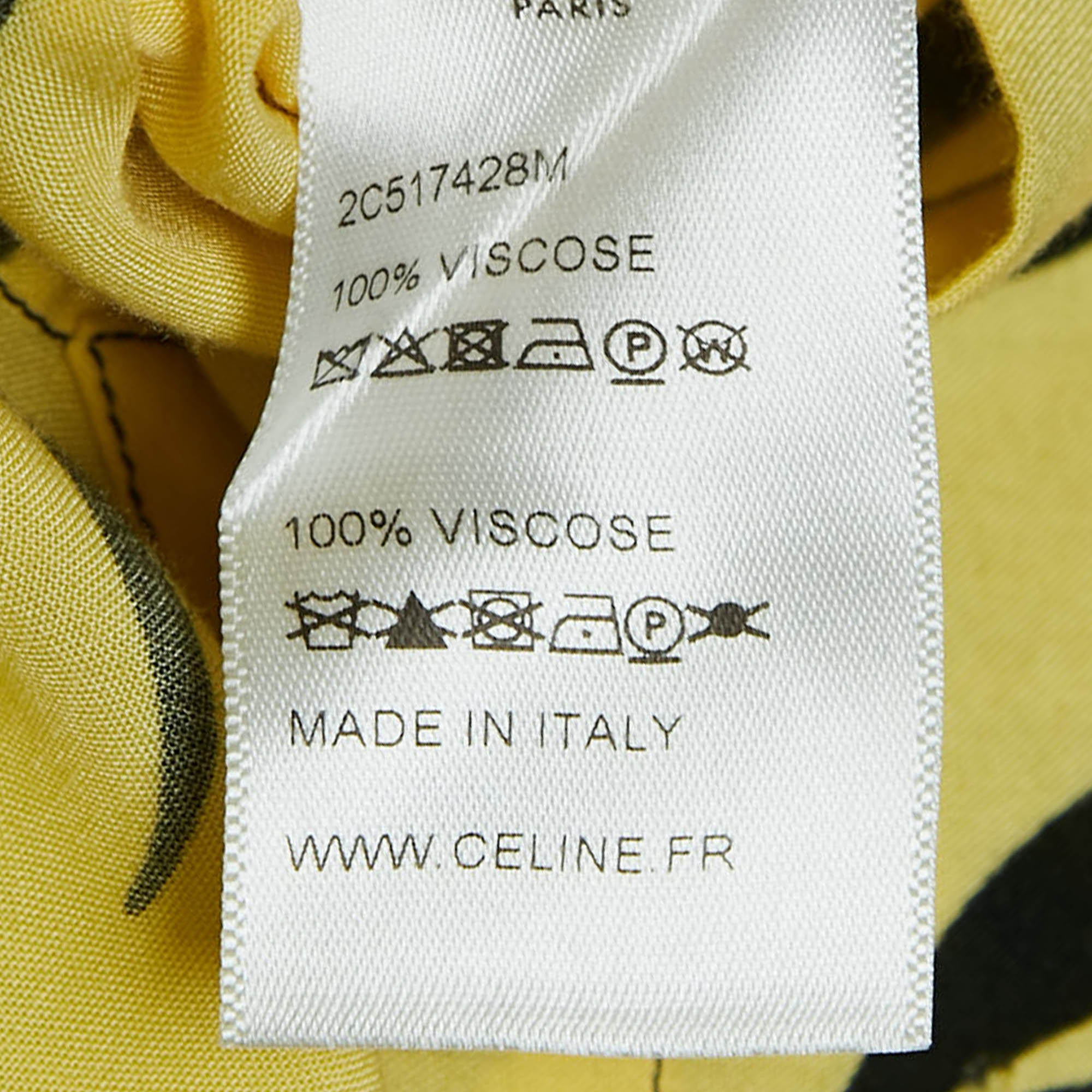 Celine Yellow/Black Sunflower Print Crepe Loose Fit Shirt S