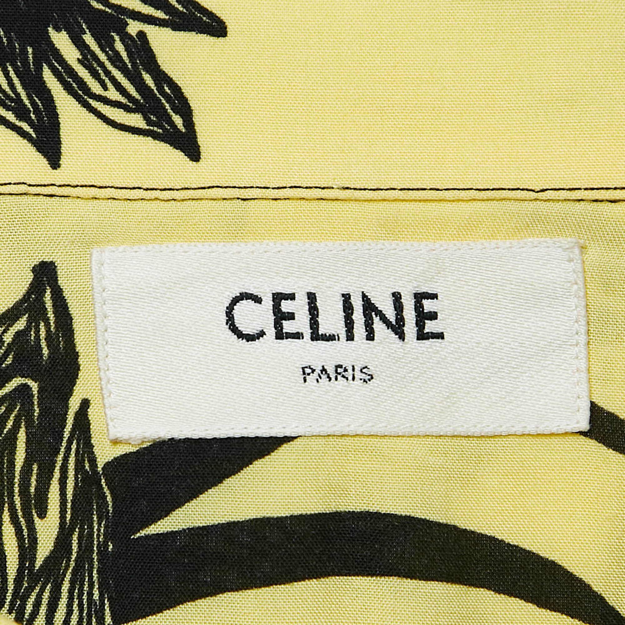 Celine Yellow/Black Sunflower Print Crepe Loose Fit Shirt S