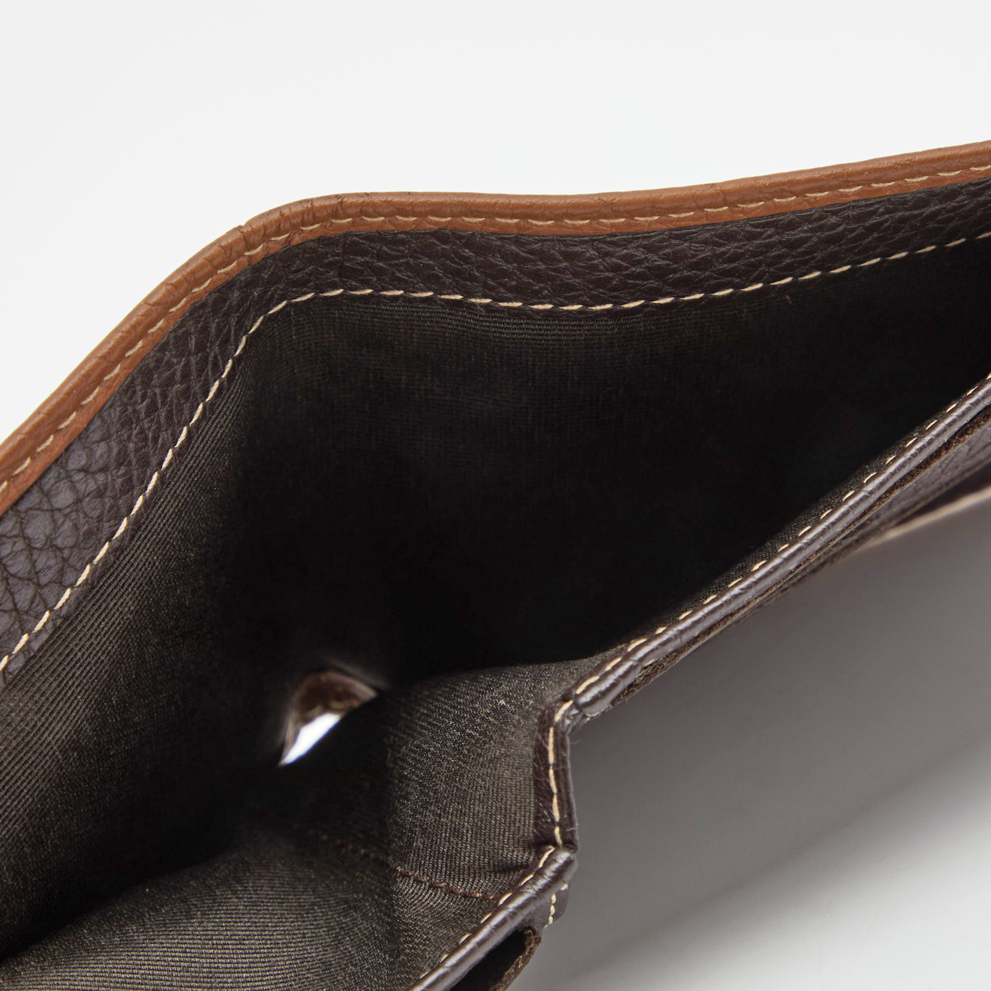 CH Carolina Herrera Brown Monogram Embossed Leather Bifold Wallet