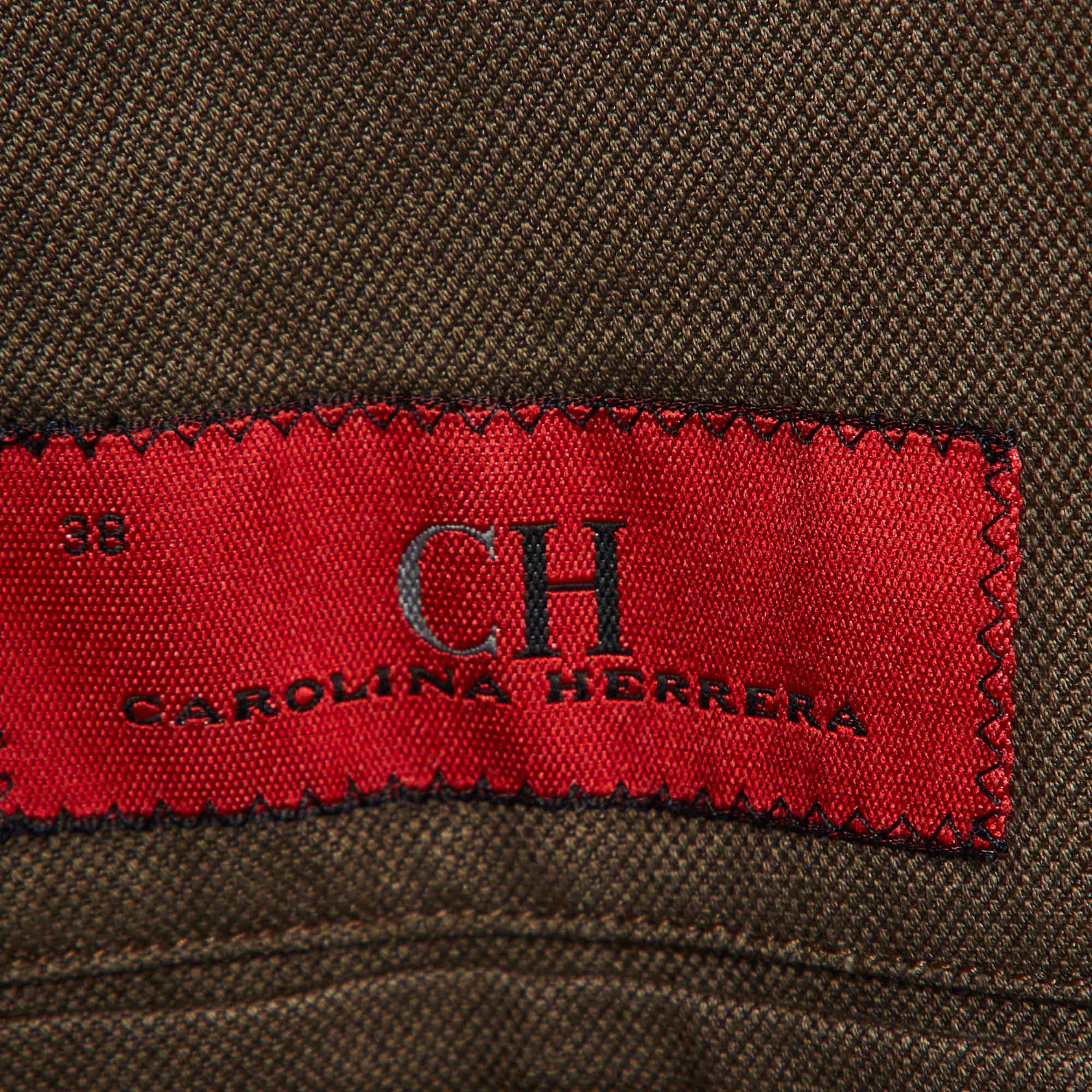 CH Carolina Herrera Brown Cotton And Linen Single Breasted Blazer M