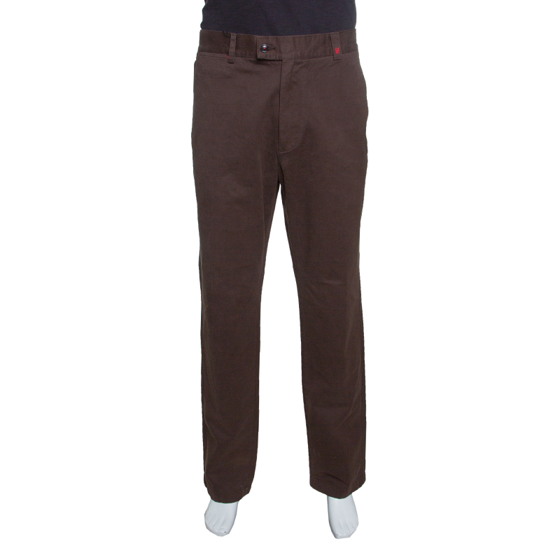 Image of CH Carolina Herrera Brown Cotton Twill Straight Trousers XL