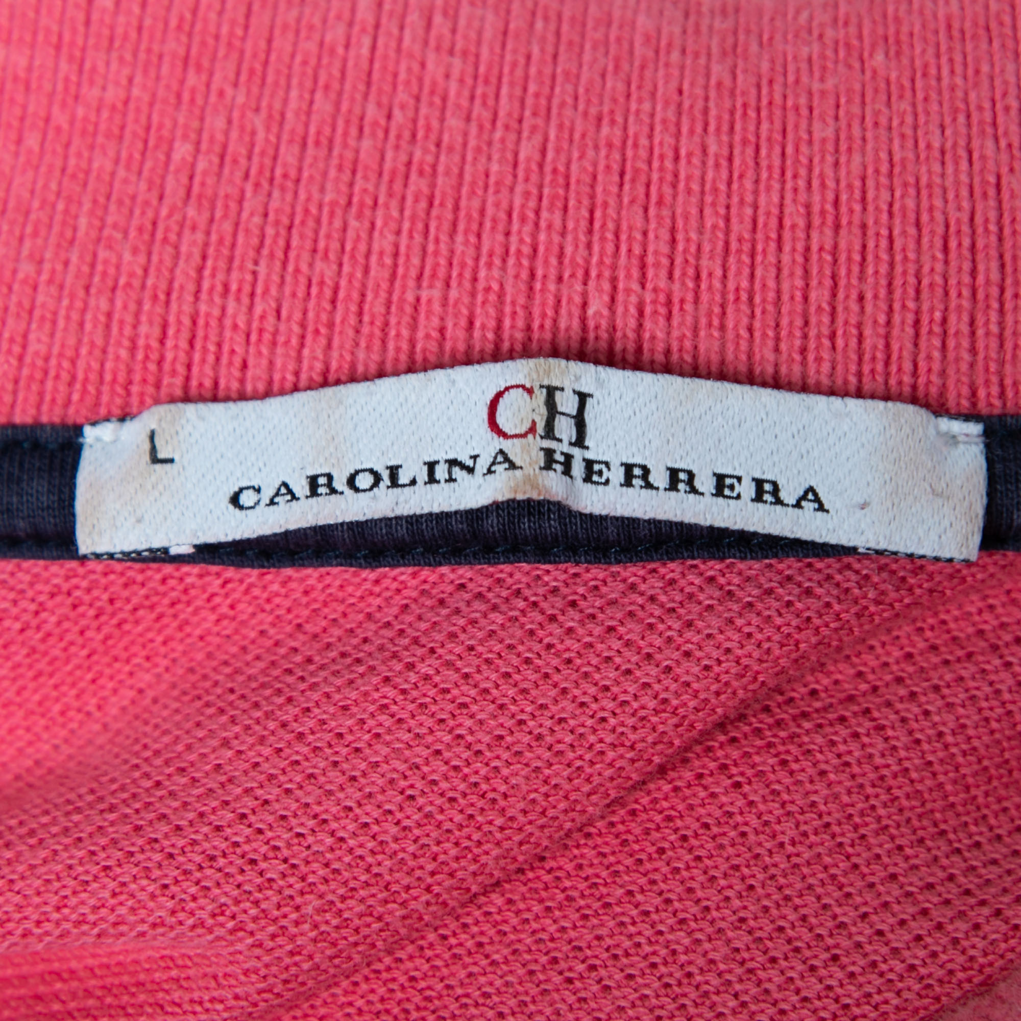 CH Carolina Herrera Pink Cotton Polo T-Shirts L