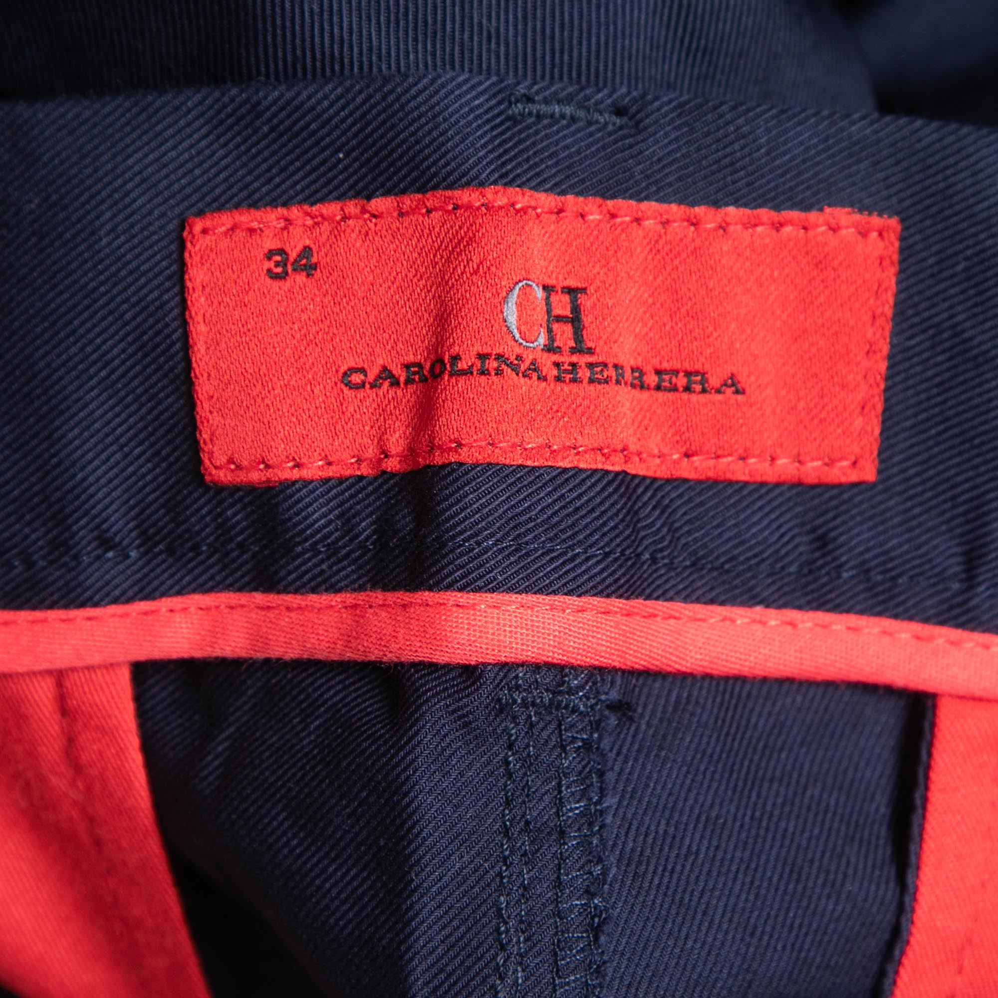 CH Carolina Herrera Navy Blue Cotton Stripe Detail Shorts M/ Waist 34