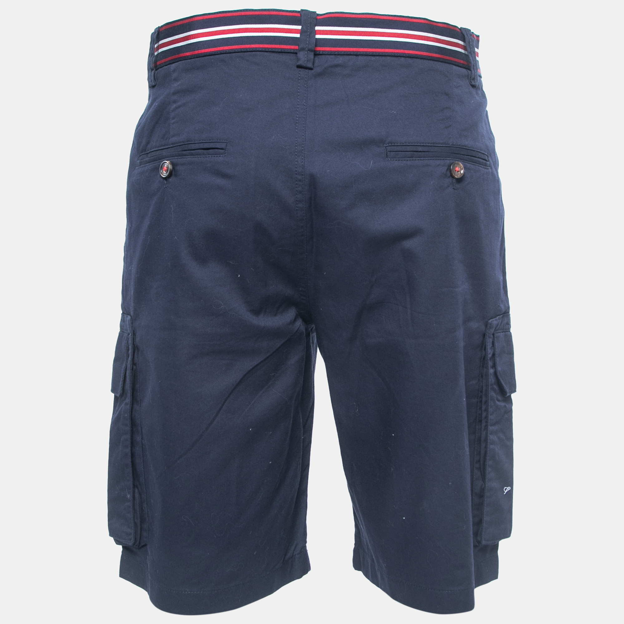 CH Carolina Herrera Navy Blue Cotton Stripe Detail Shorts M/ Waist 34