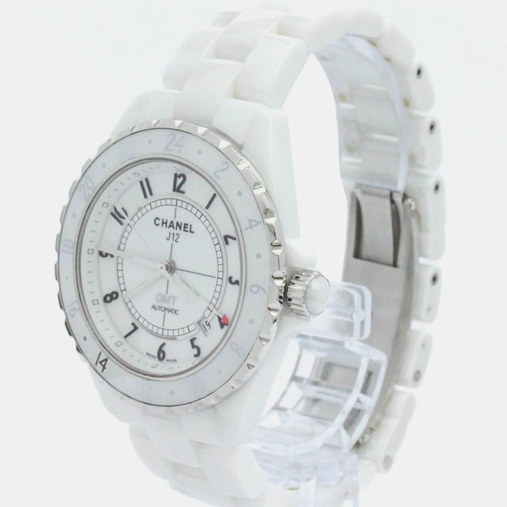 Chanel White Ceramic J12 H2126 Automatic Men's Wristwatch 42 Mm