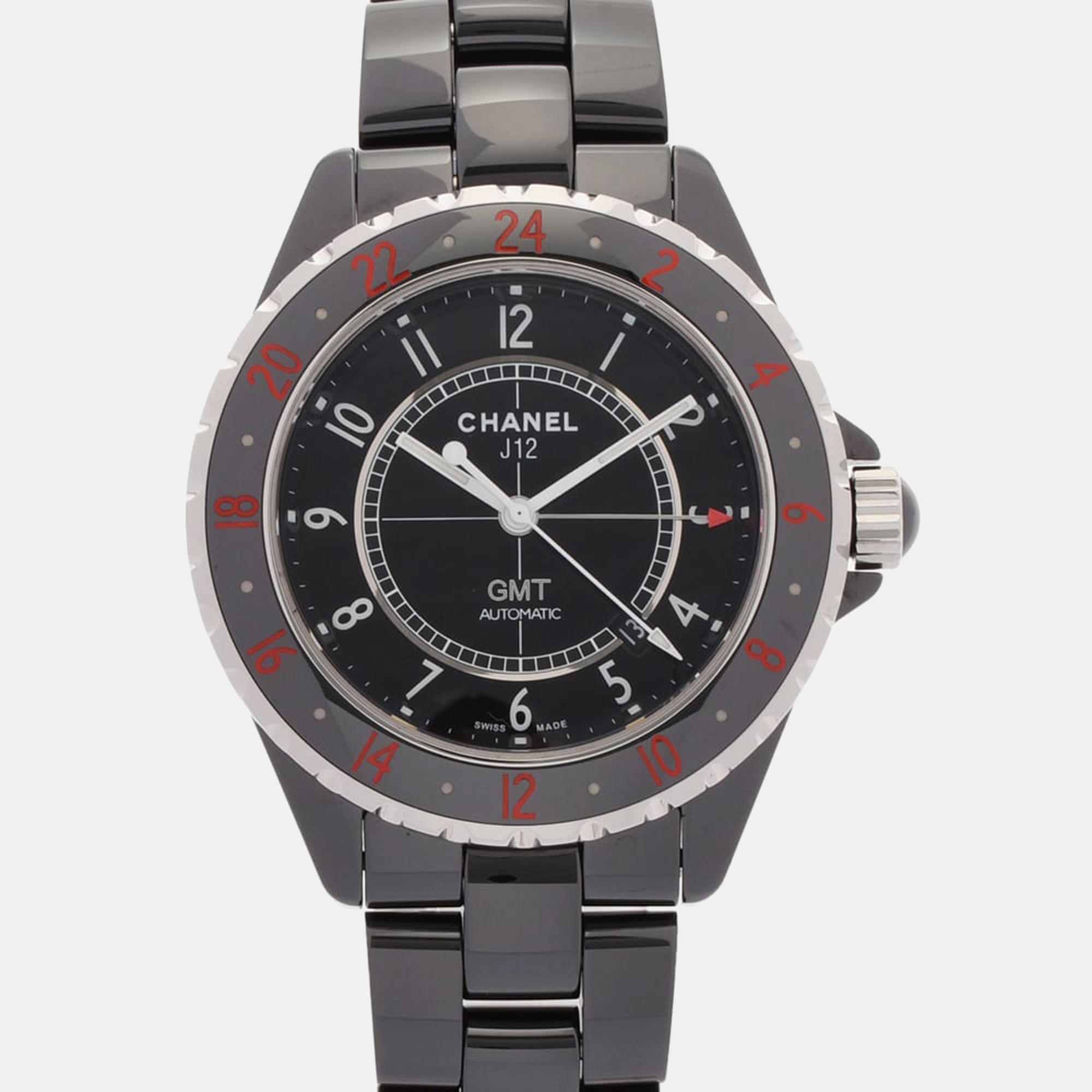 Chanel Black Ceramic J12 H2916 Automatic Men's Wristwatch 42 Mm