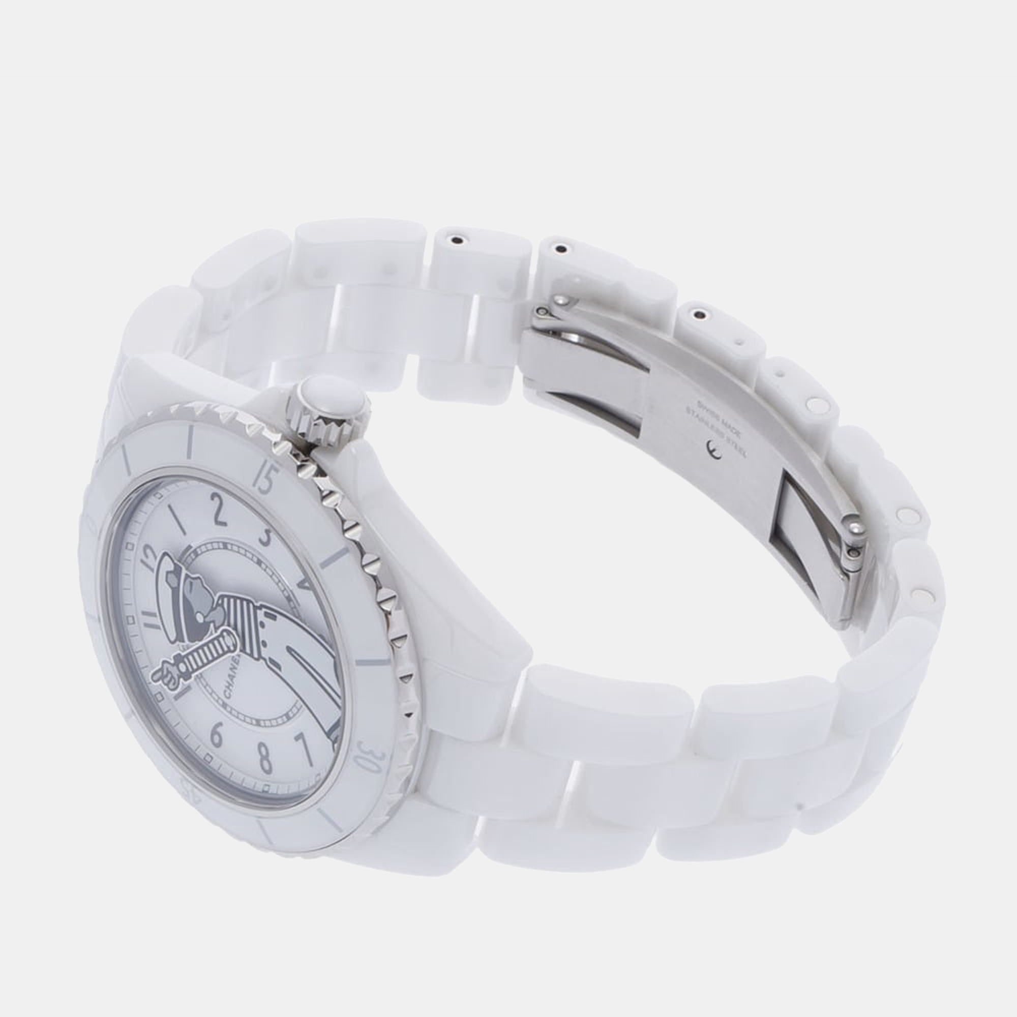 Chanel White Stainless Steel Ceramic J12 H7481 Men's Wristwatch 38 Mm
