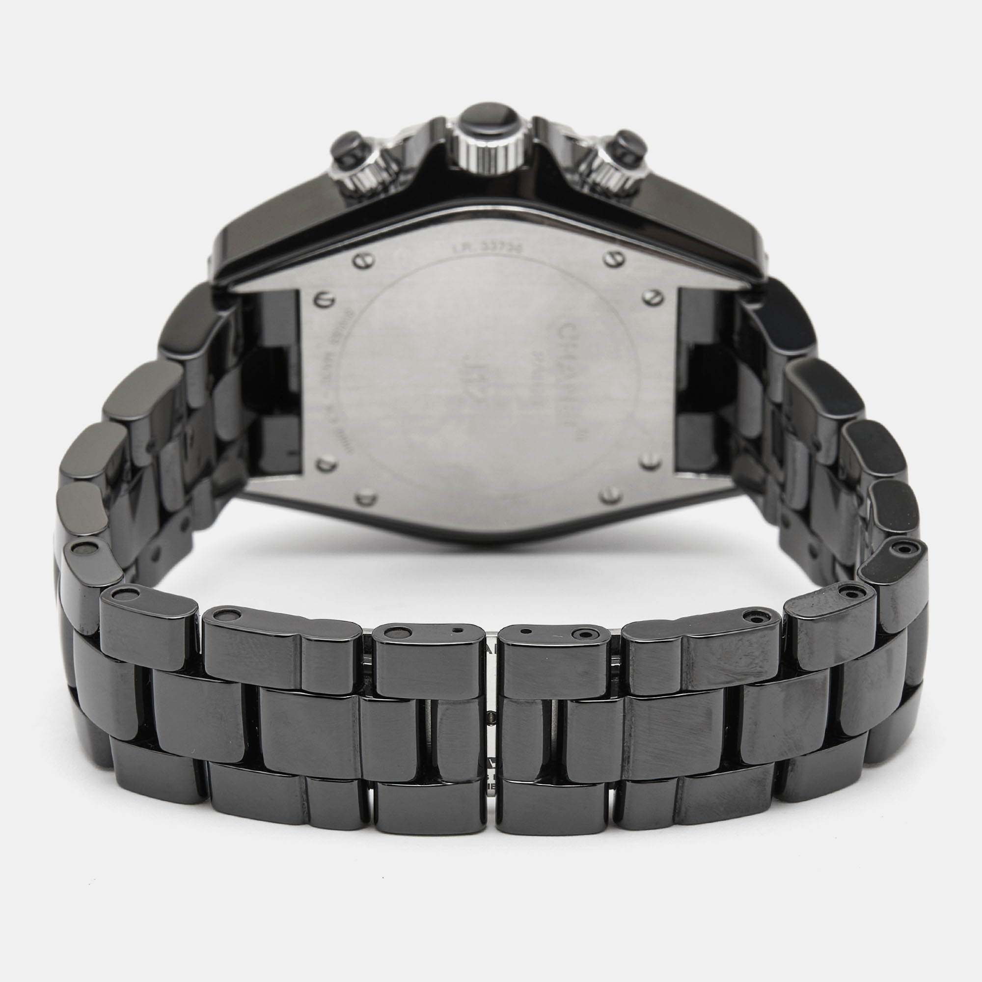 Chanel Black Ceramic Stainless Steel J12 H0940 Men's Wristwatch 41 Mm