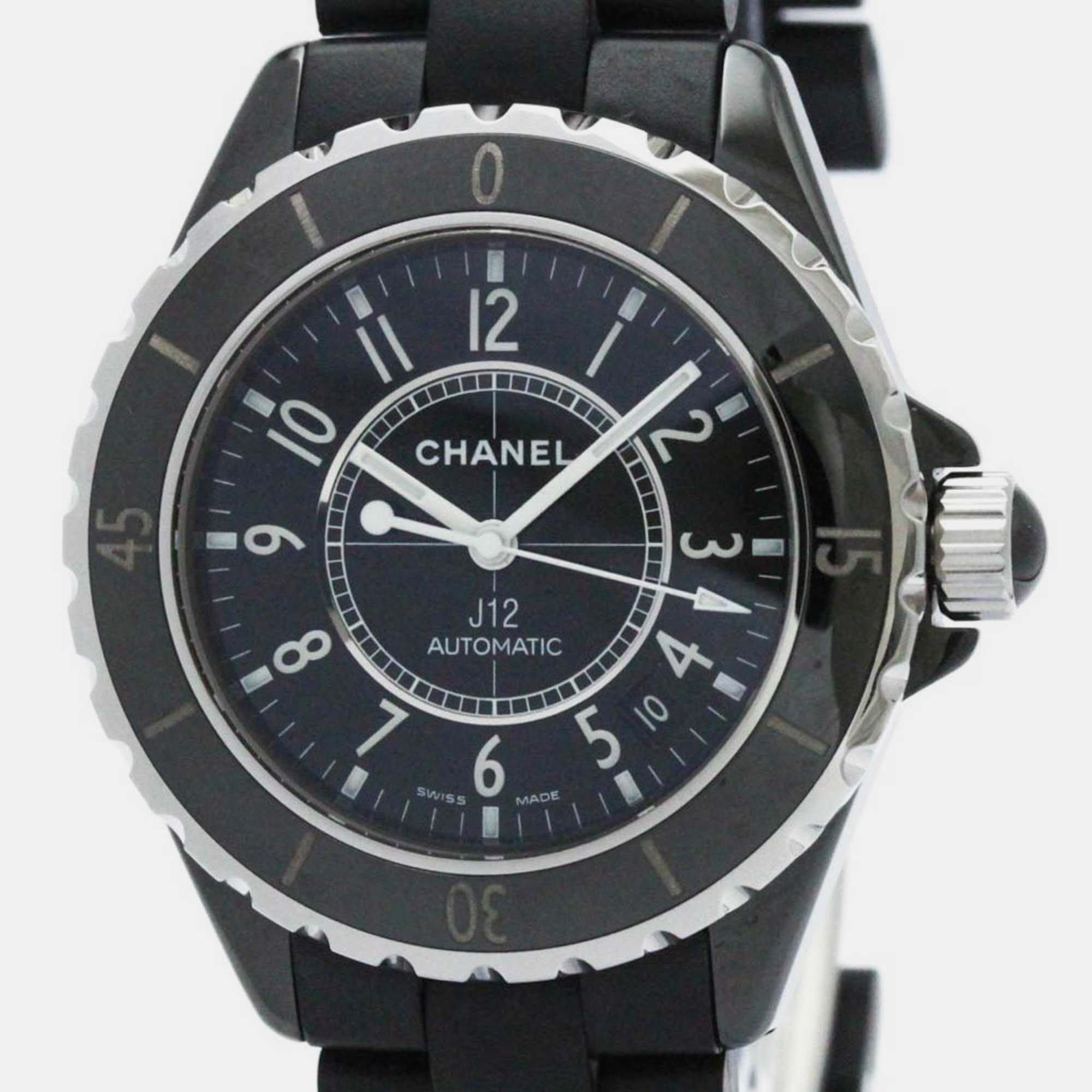 Chanel black ceramic j12 h0684 automatic men's wristwatch 39 mm