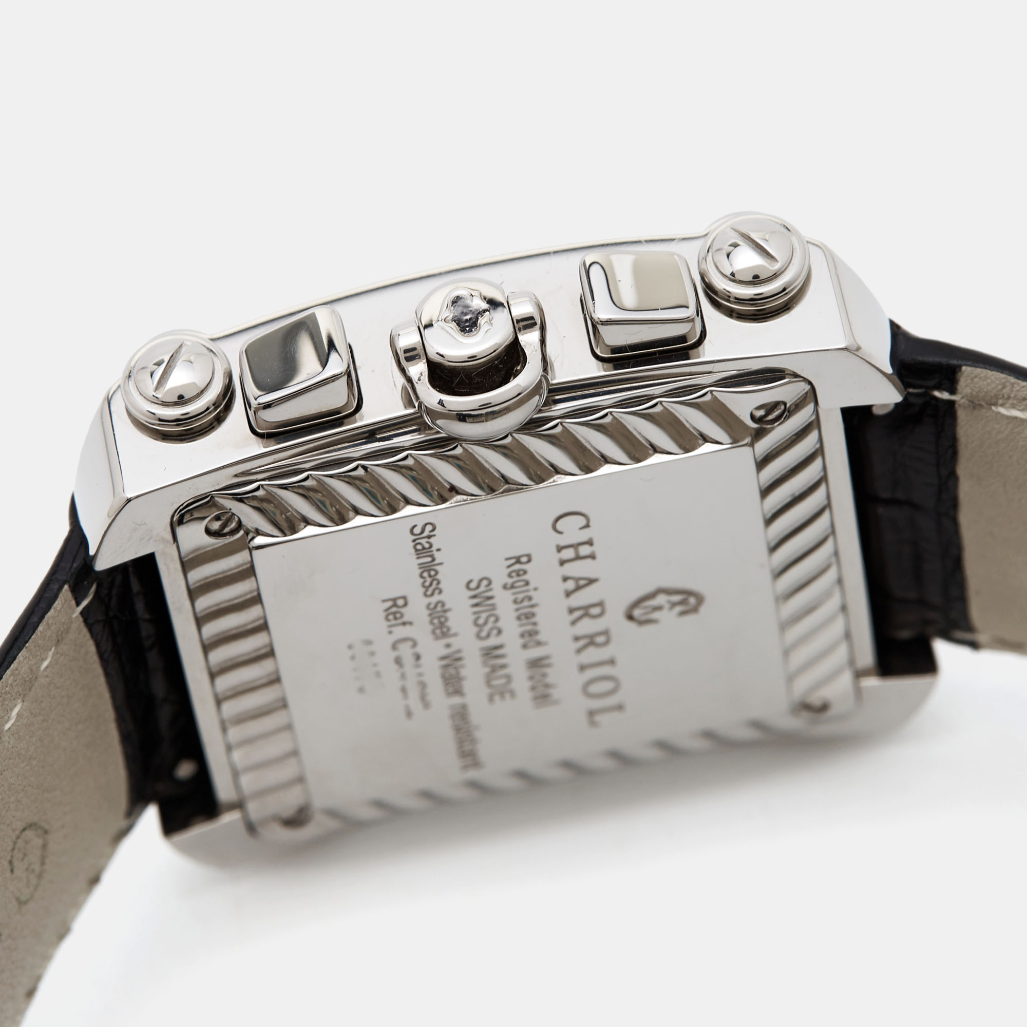 Charriol Silver Stainless Steel Crocodile Leather Actor Ref. CCHCXL Men's Wristwatch 35 Mm