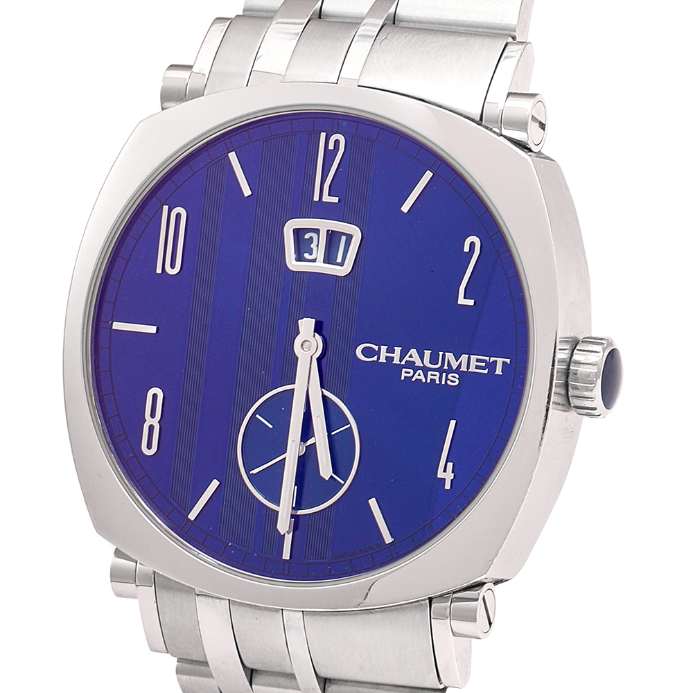 Chaumet Blue Stainless Steel Dandy Big Date W11680-47C Men's Wristwatch 39 mm