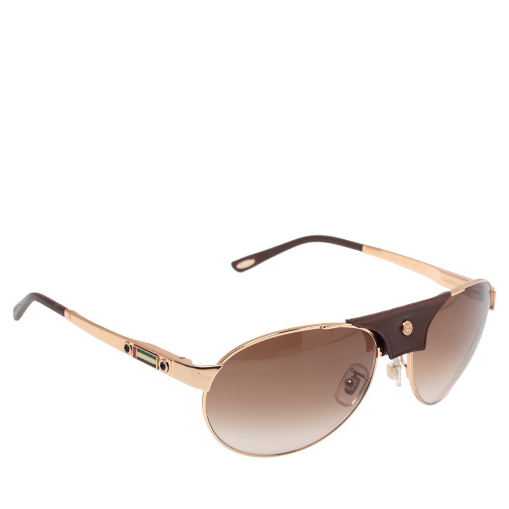 Image of Chopard UAE National Day Limited Edition Leather/Brown Gradient SCHA Aviator Sunglasses