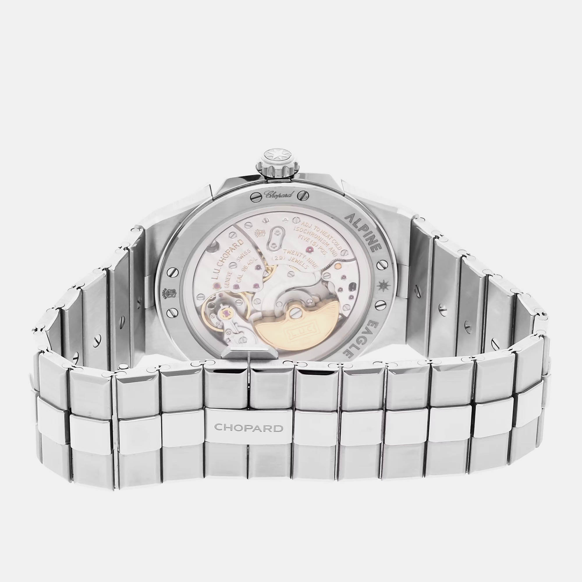 Chopard Pink Stainless Steel Alpine Eagle 298623-3001 Automatic Men's Wristwatch 41 Mm