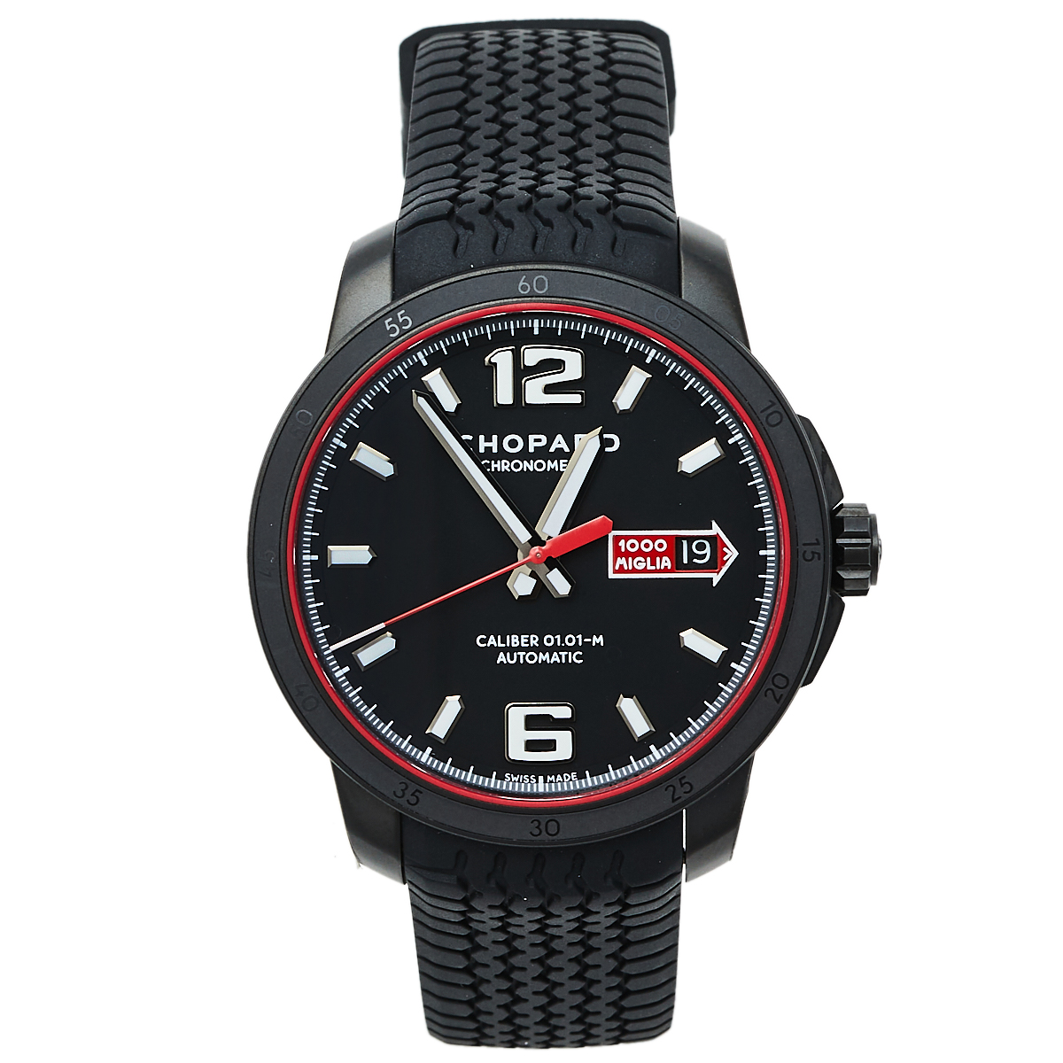 Chopard Black Stainless Steel and Rubber Mille Miglia GTS Speed Black 8565 Men's Wristwatch 43mm