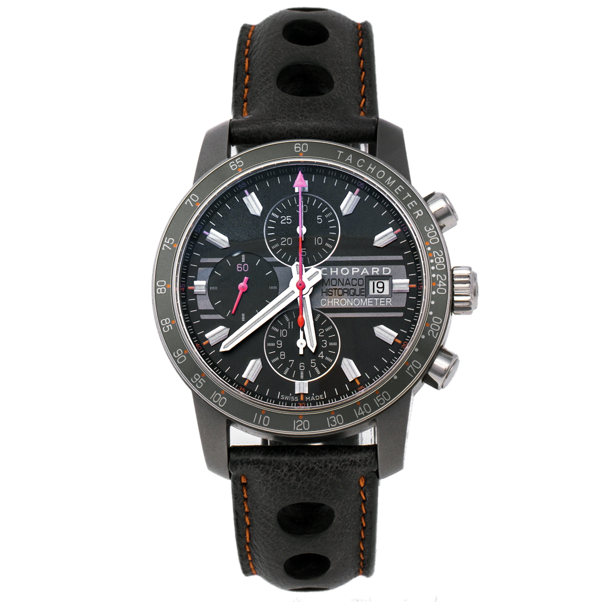 Chopard Grey Titanium Leather Grand Prix de Monaco Mille Miglia 168992-3032 Men's Wristwatch 42 mm