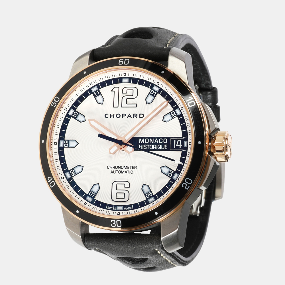 Chopard Silver 18K Rose Gold And Titanium Grand Prix De Monaco Historique 168568-9001 Men's Wristwatch 44.5 Mm