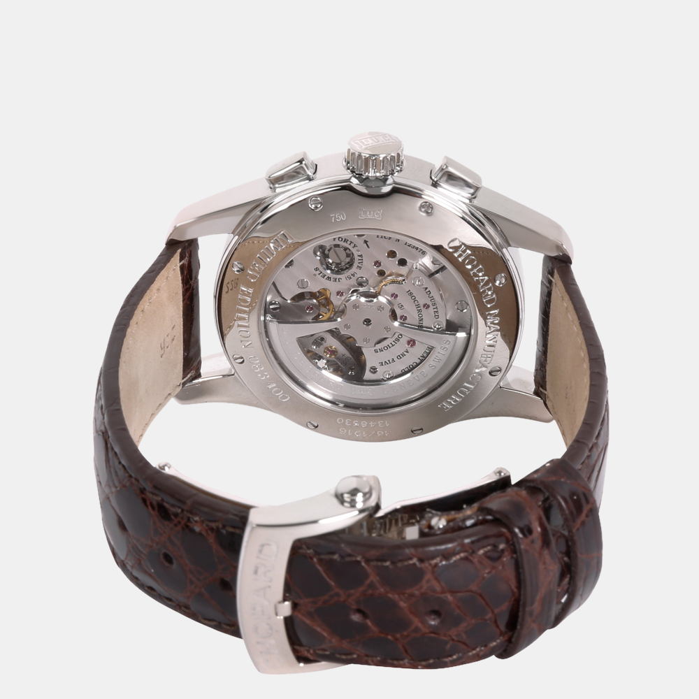 Chopard Black 18k White Gold L.U.C 16/1916-1001 Automatic Men's Wristwatch 42 Mm