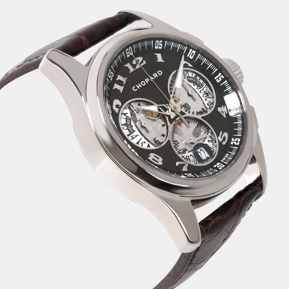 Chopard Black 18k White Gold L.U.C 16/1916-1001 Automatic Men's Wristwatch 42 Mm