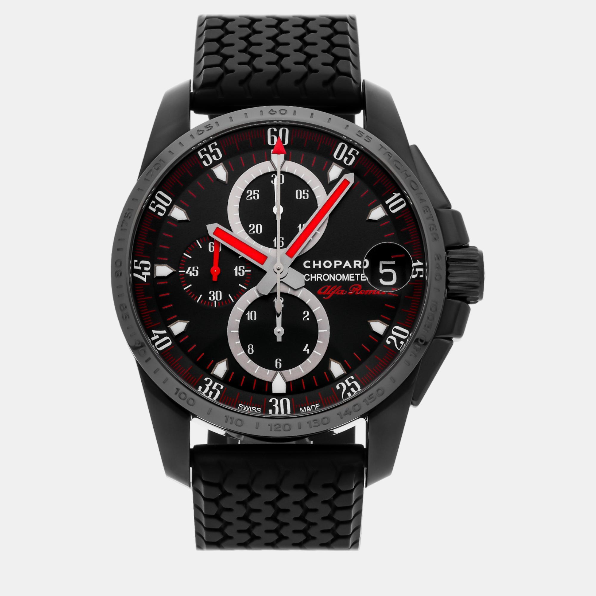 Chopard black stainless steel mille miglia 168459-3029 automatic men's wristwatch 44 mm