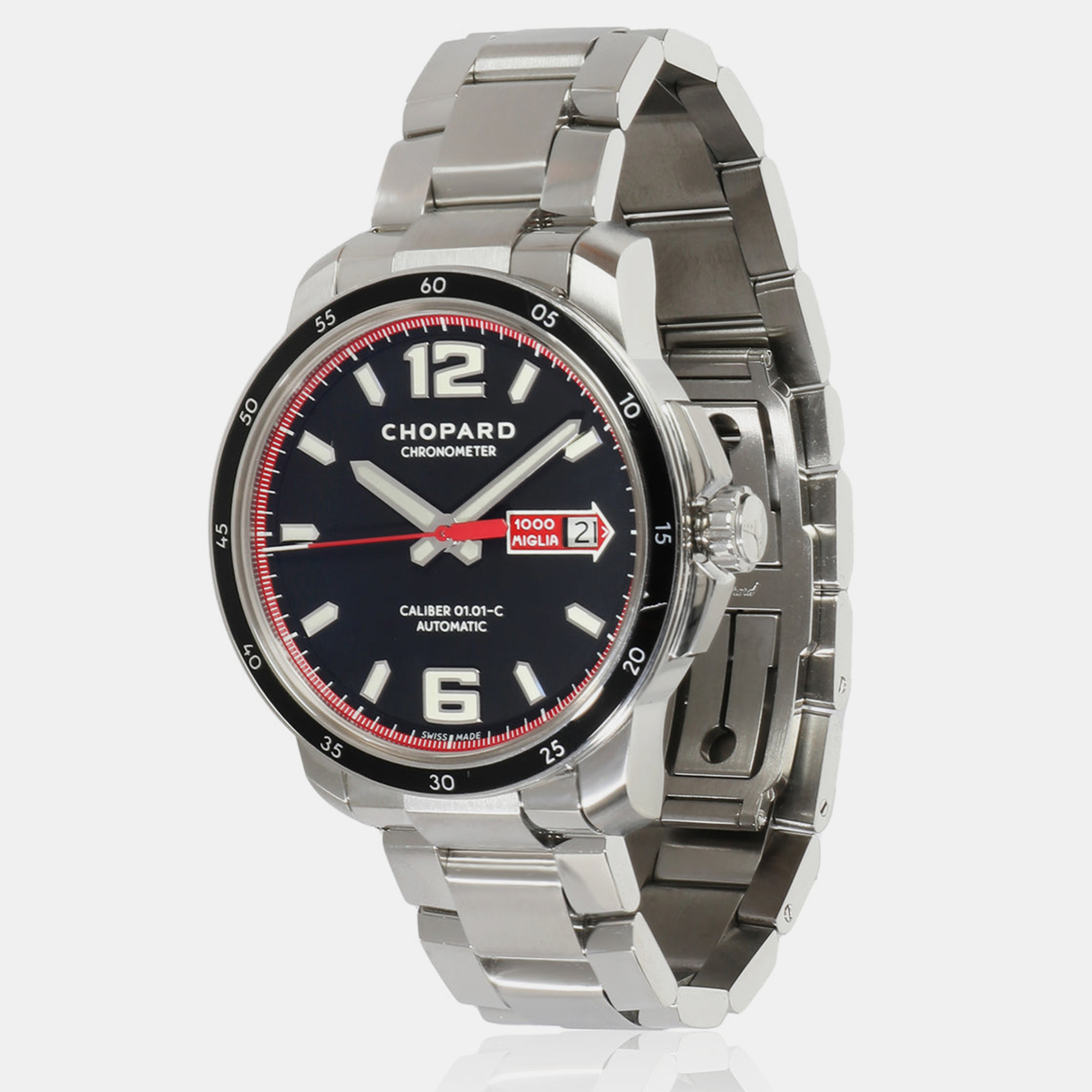 Chopard black stainless steel mille miglia automatic men's wristwatch 43 mm