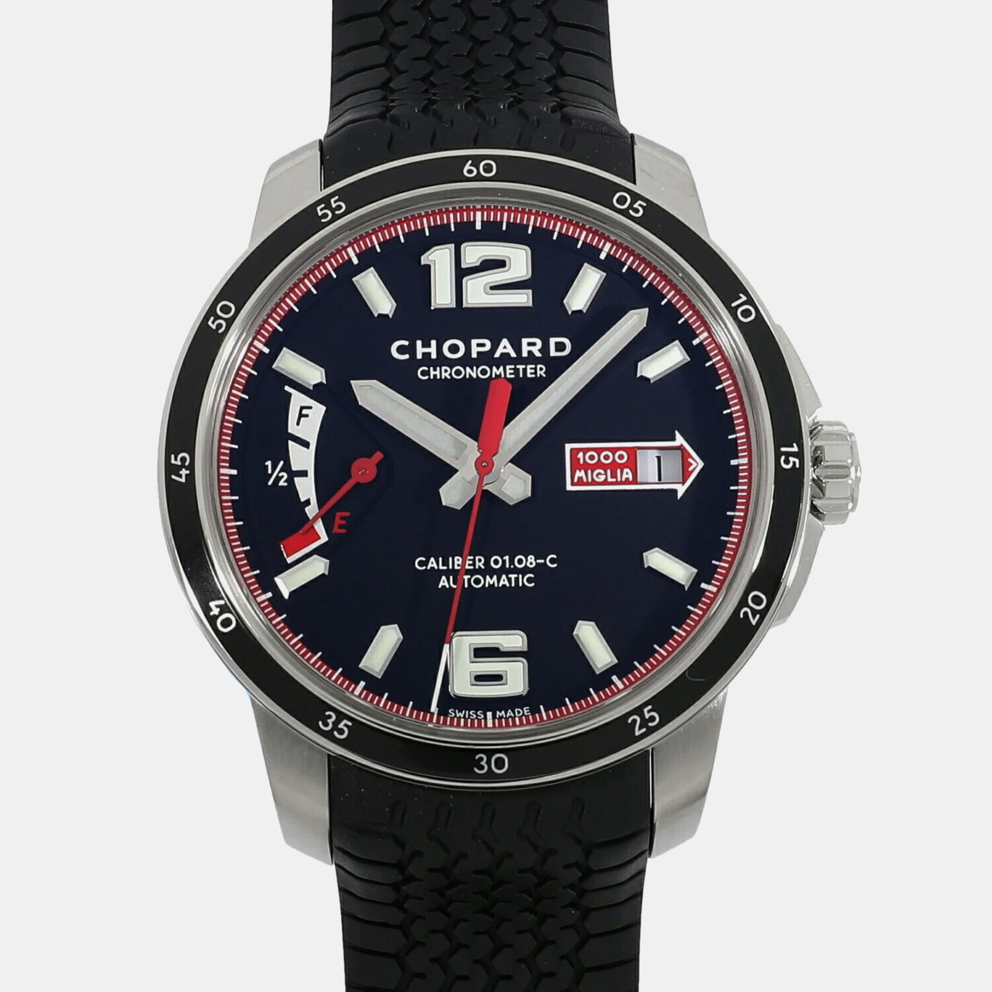 Chopard black stainless steel mille miglia 168566-3001 automatic men's wristwatch 43 mm