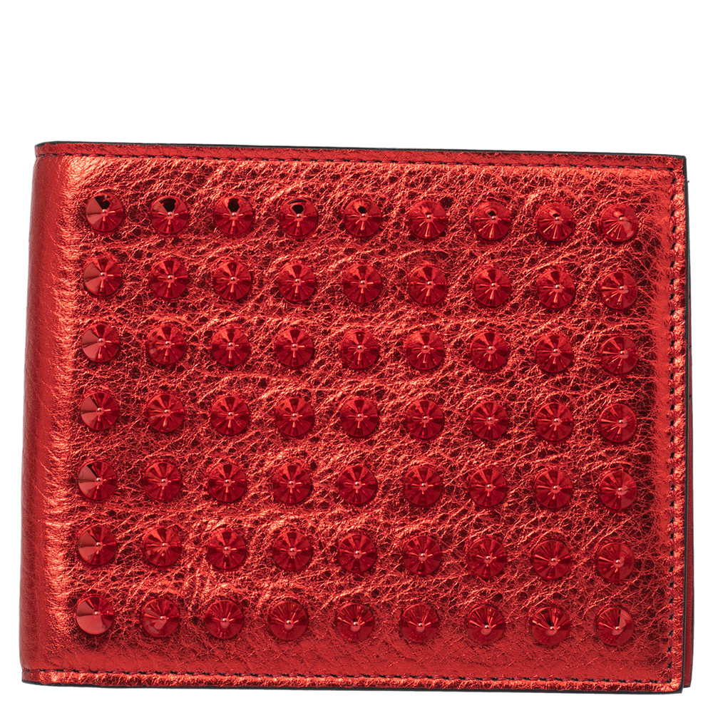 Christian Louboutin Red Spike Leather Paros Wallet