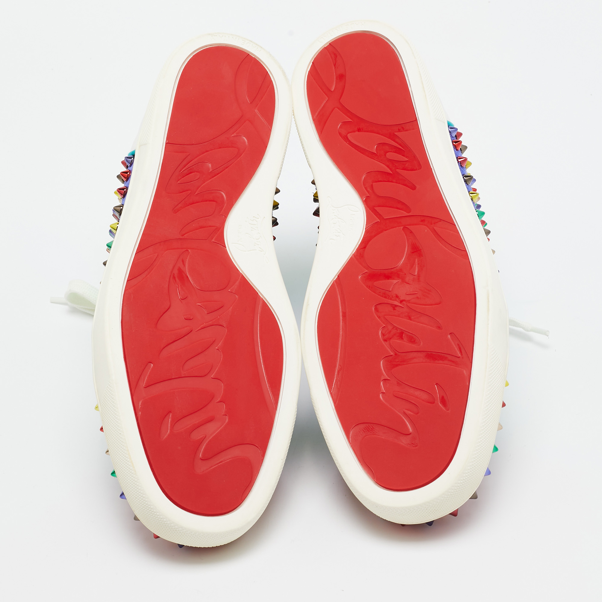 Christian Louboutin Multicolor Suede And Leather Louis Spikes High Top Sneakers Size 41