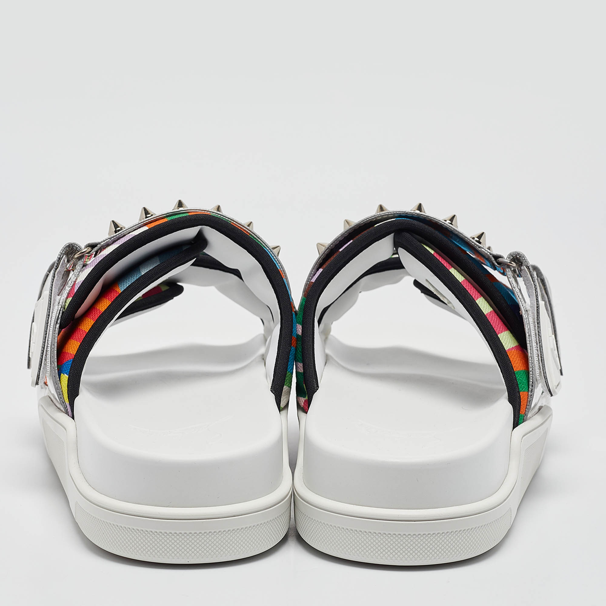 Christian Louboutin Multicolor Canvas And Leather Daddy Pool Sandals Size 44