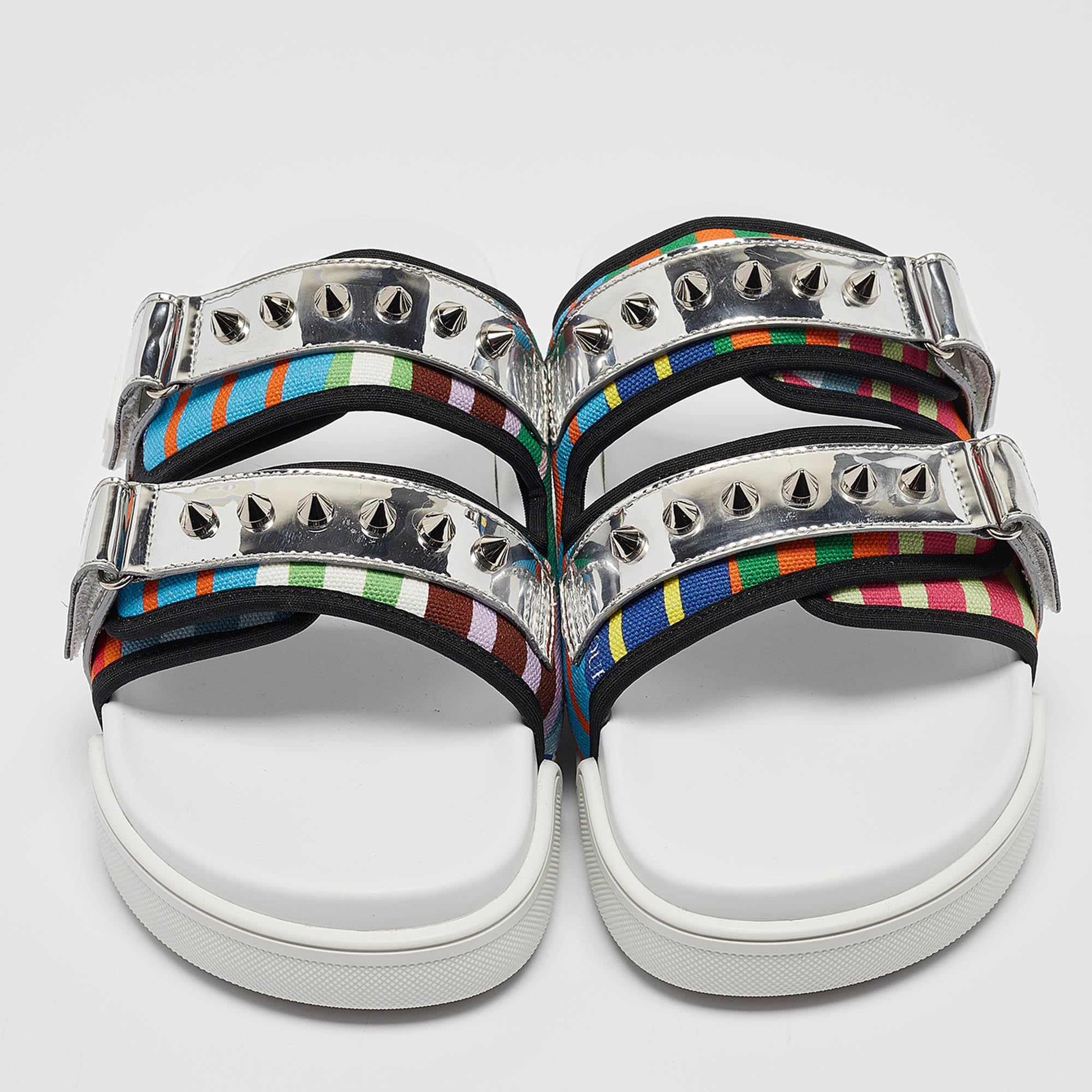 Christian Louboutin Multicolor Canvas And Leather Daddy Pool Sandals Size 44