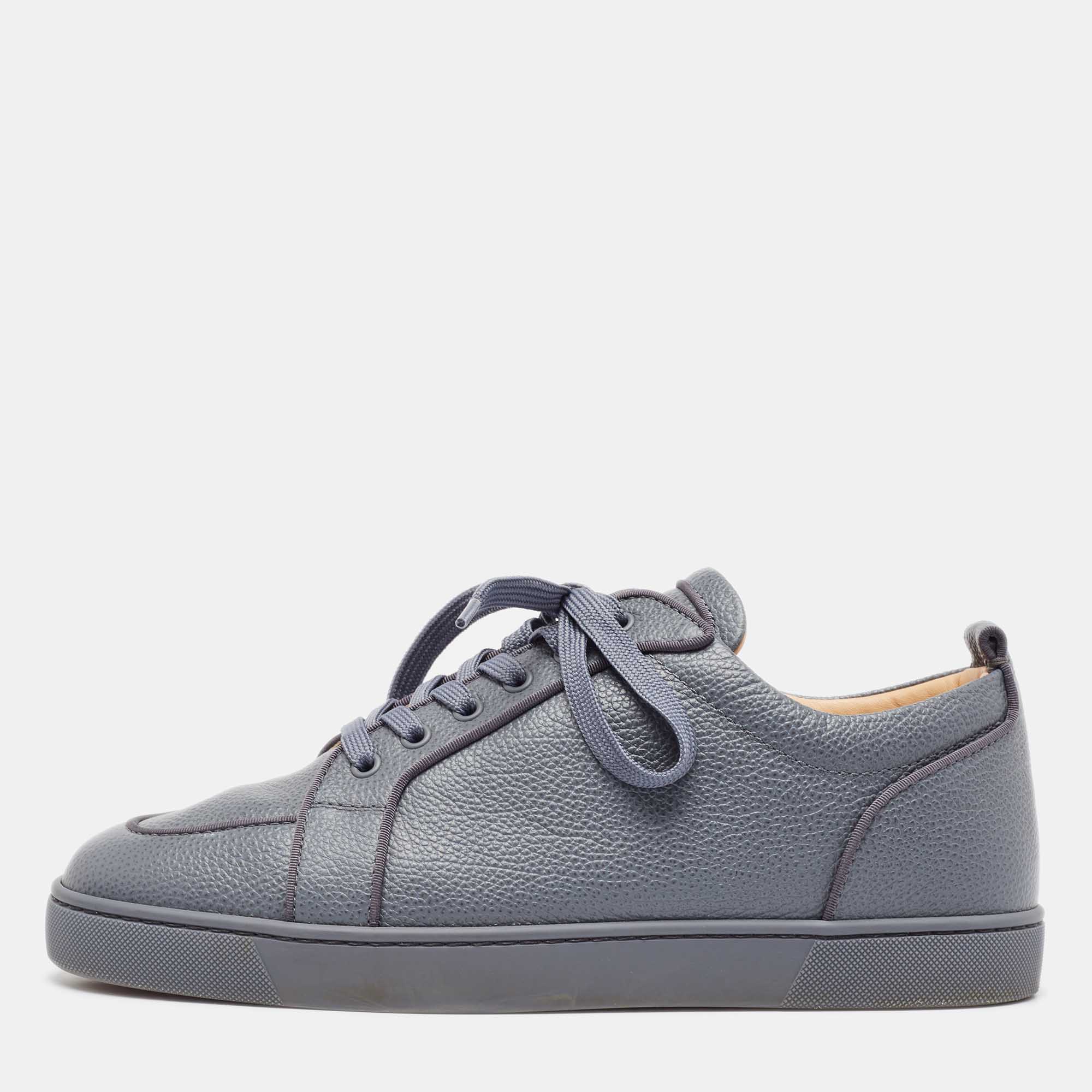 Christian louboutin grey leather rantulow orlato sneakers size 45