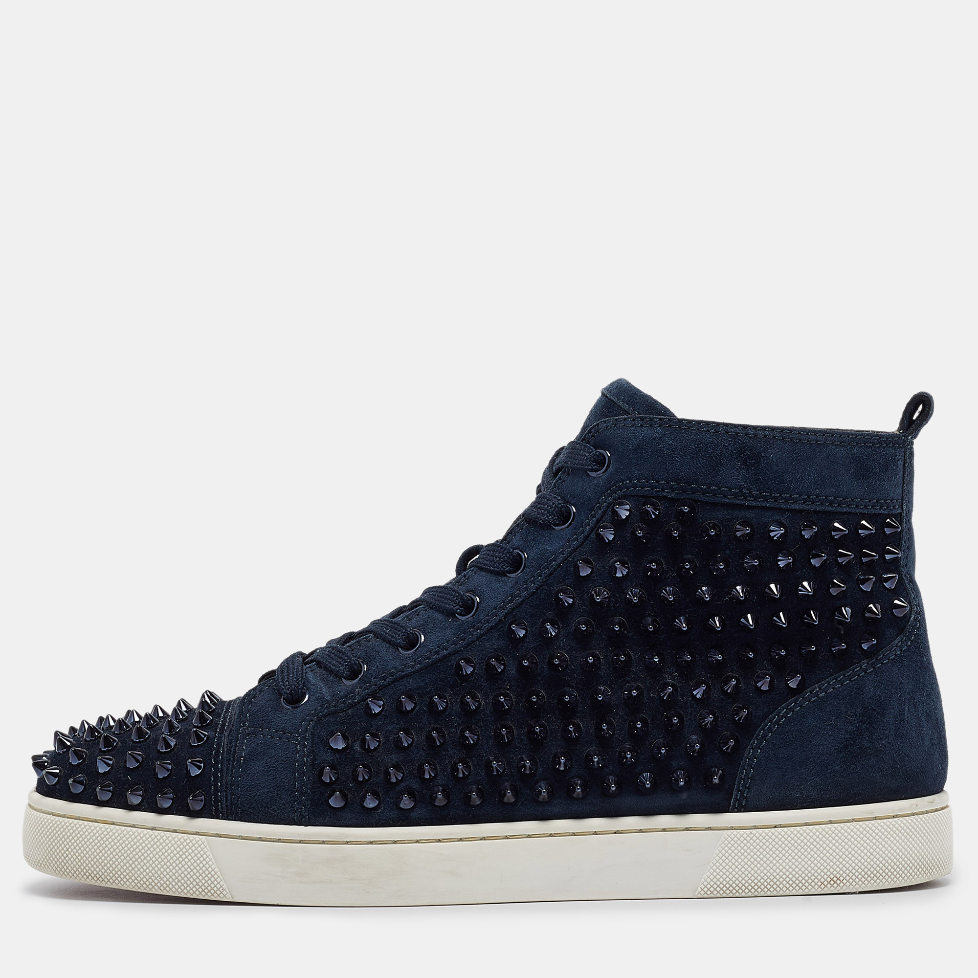 Christian louboutin dark blue suede louis spikes sneakers size 42.5